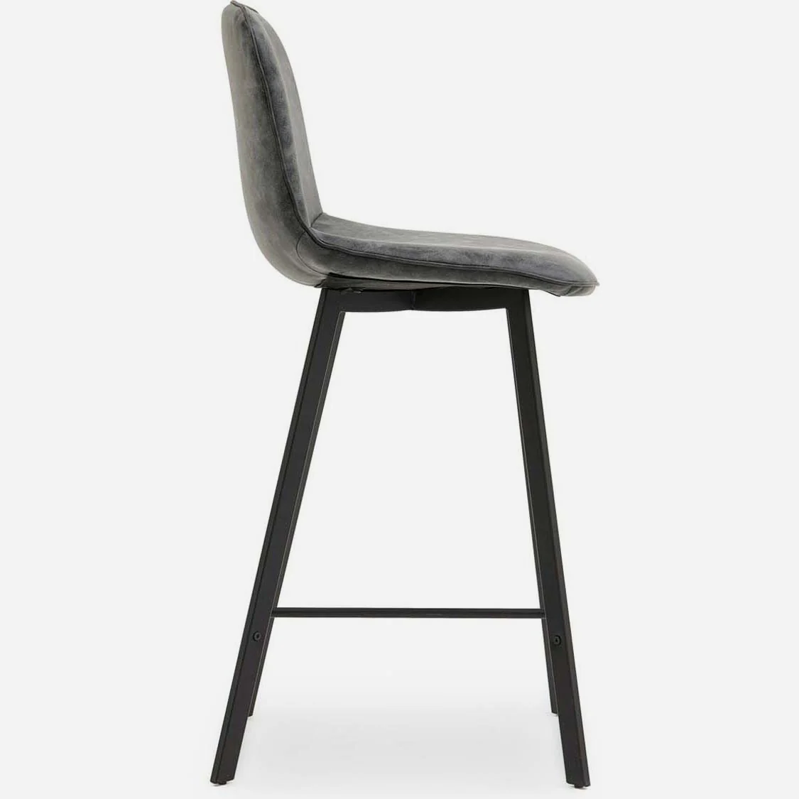 Akida Pair of Faux Concrete Bar Stools - Bar Stool - Pair Faux Concrete / Black Powder - Image 4