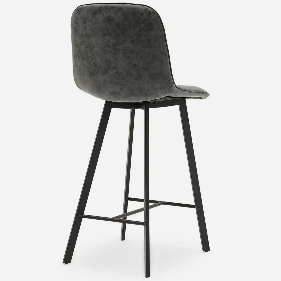 Akida Pair of Faux Concrete Bar Stools - Bar Stool - Pair Faux Concrete / Black Powder - Image 5