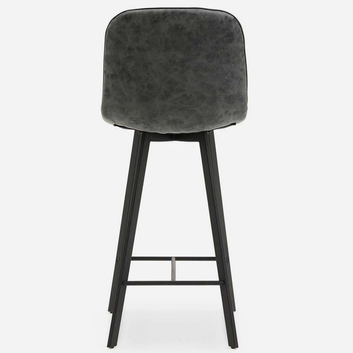 Akida Pair of Faux Concrete Bar Stools - Bar Stool - Pair Faux Concrete / Black Powder - Image 6