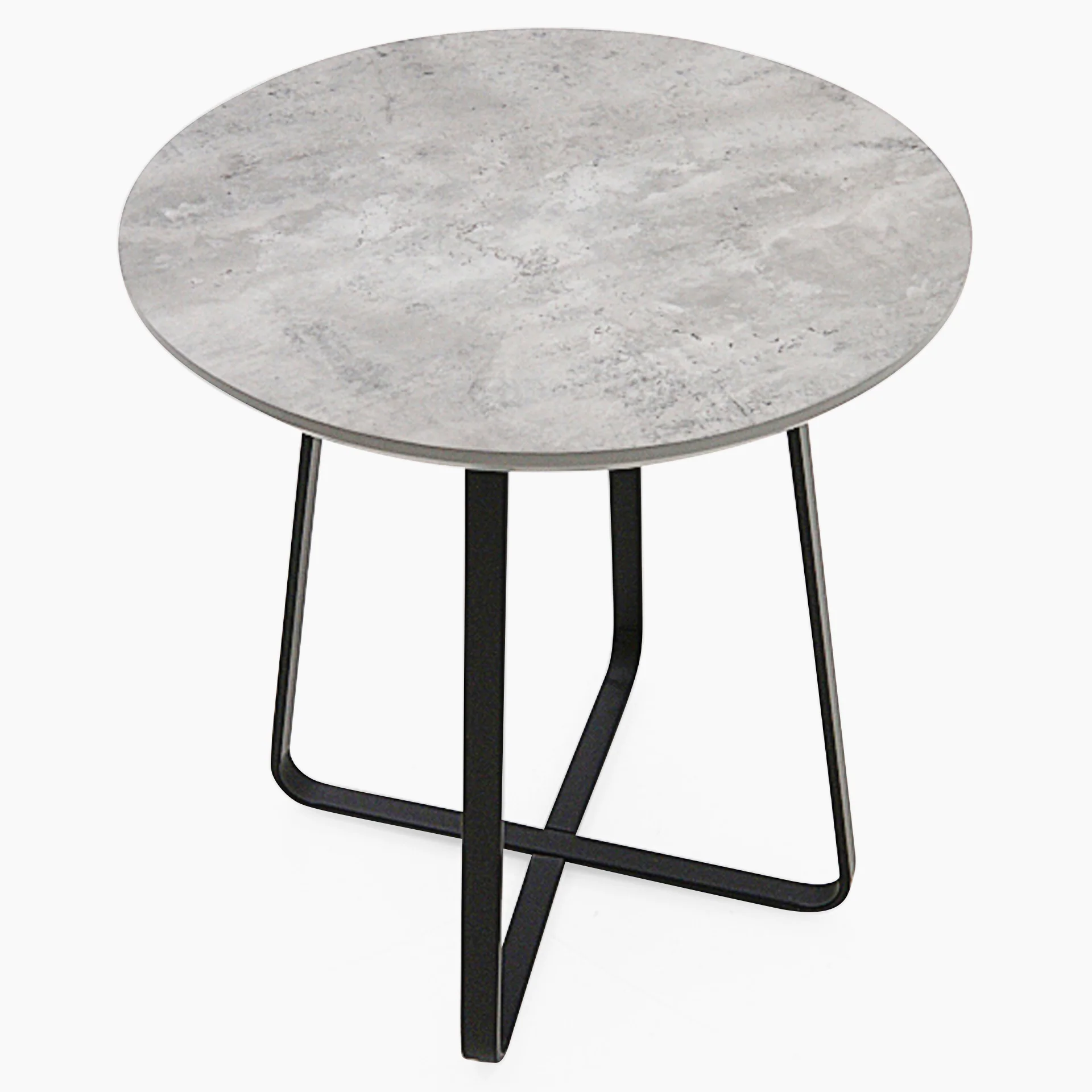 Akida Round Side Table - Round Wine Table Faux Concrete / Black Powder - Image 3