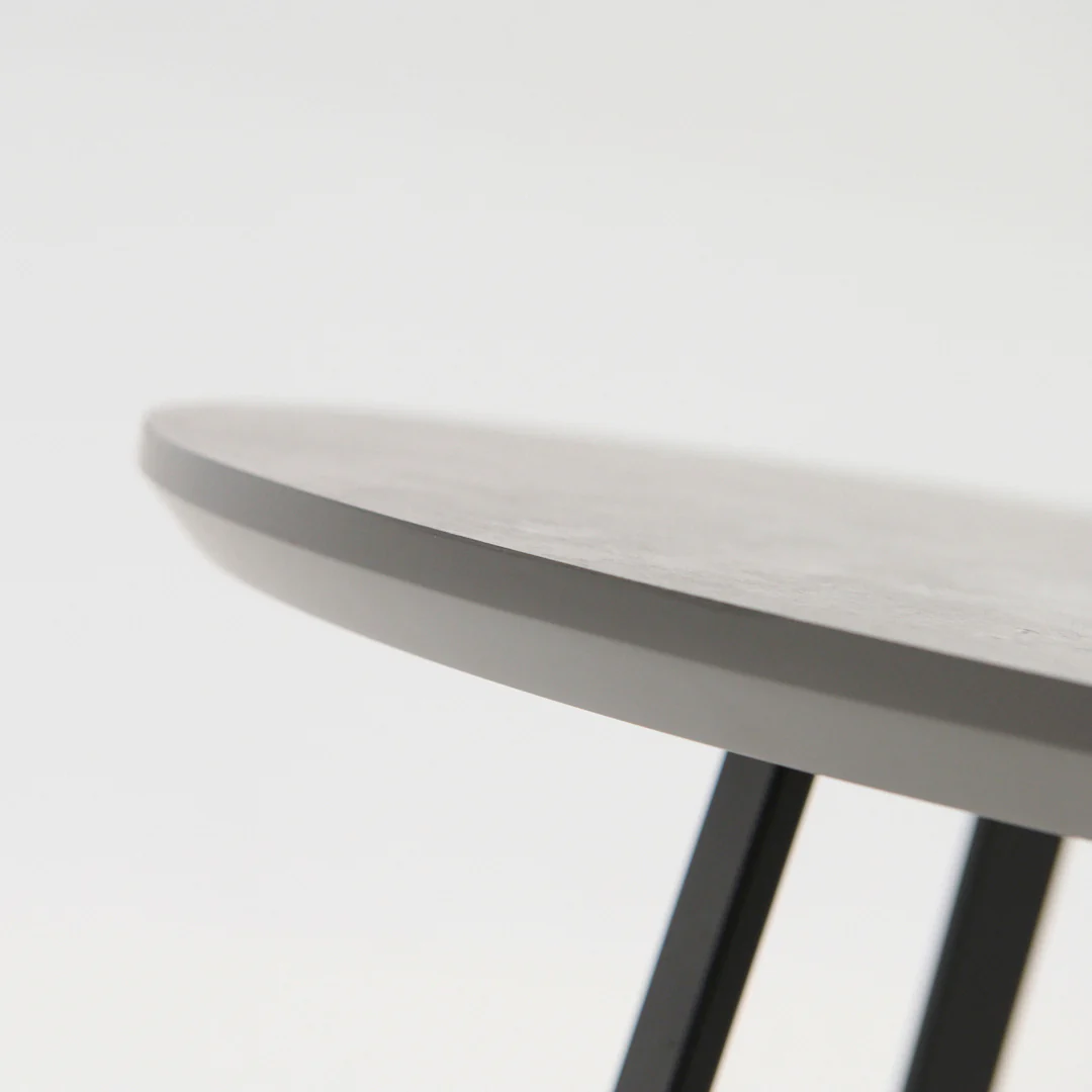 Akida Round Side Table - Round Wine Table Faux Concrete / Black Powder - Image 4