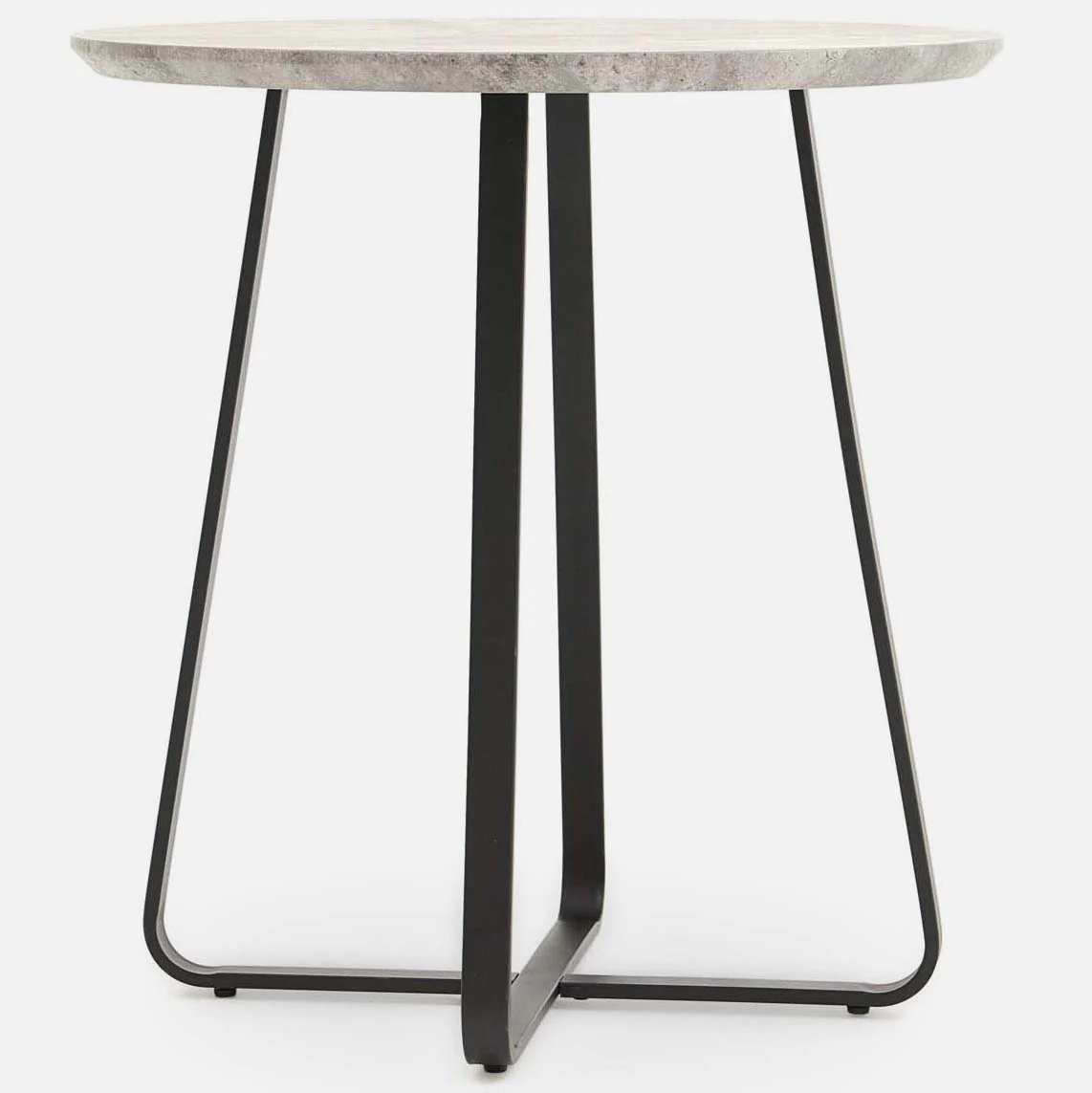 Akida Round Side Table - Round Wine Table Faux Concrete / Black Powder - Image 5