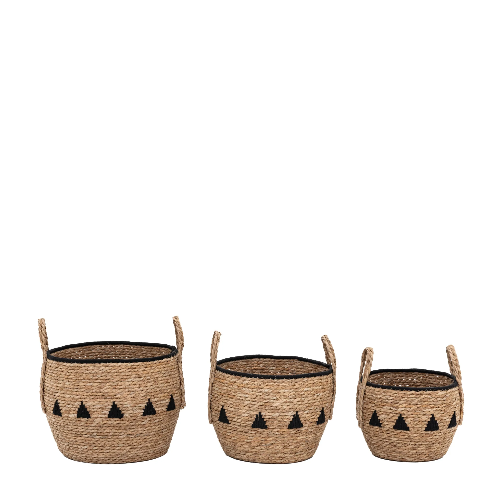 Alid Set Of 3 Natural And Black Baskets - Alid Baskets Natural & Black Set of 3 - Image 3