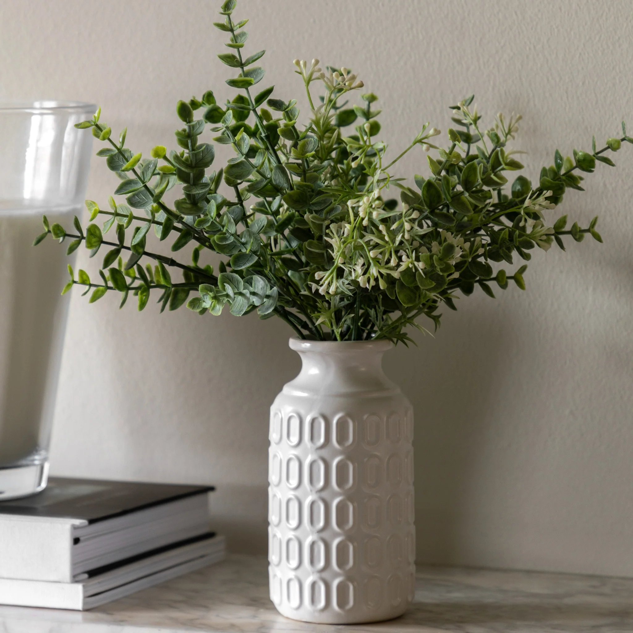 Artificial Eucalyptus With Retro Vase - Retro Vase with Eucalyptus