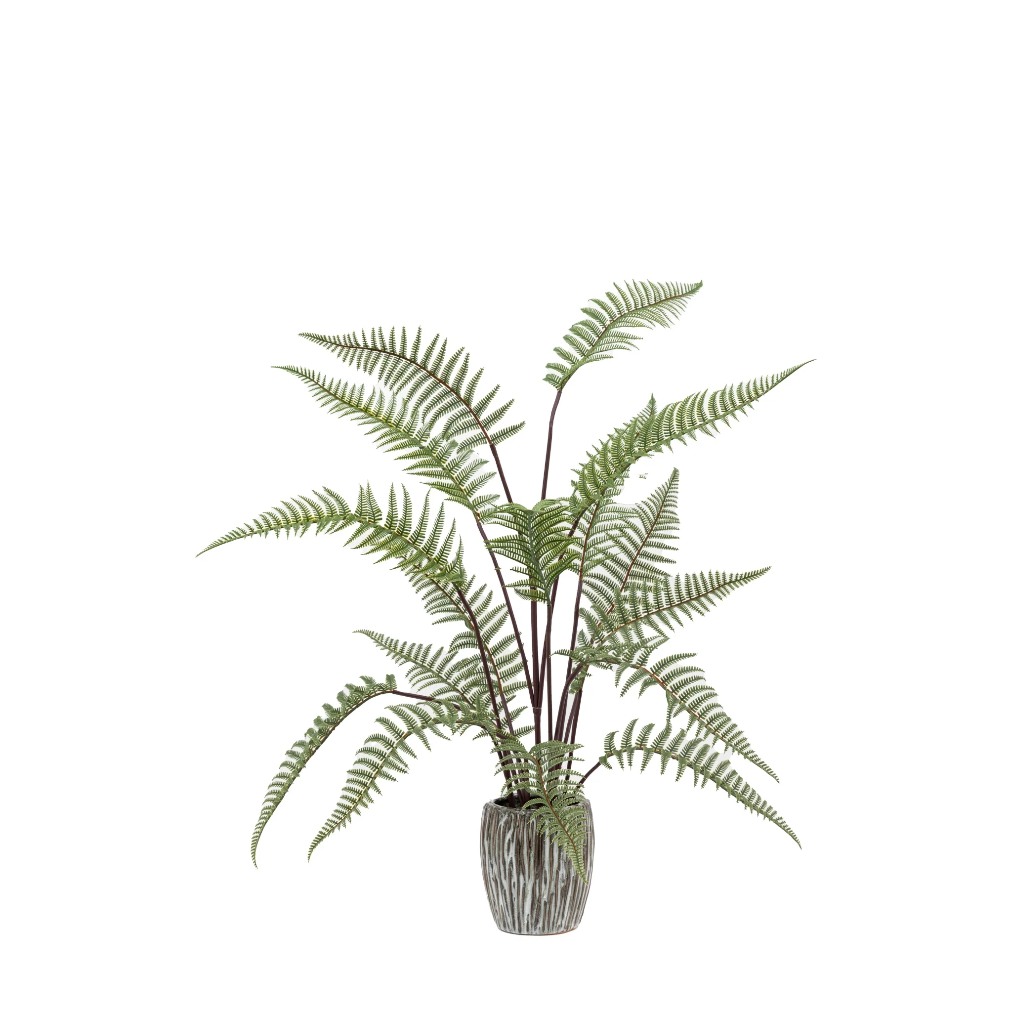 Artificial Tall Fern In Grey Textured Pot - Tall Fern in Textured Grey Ceramic Pot