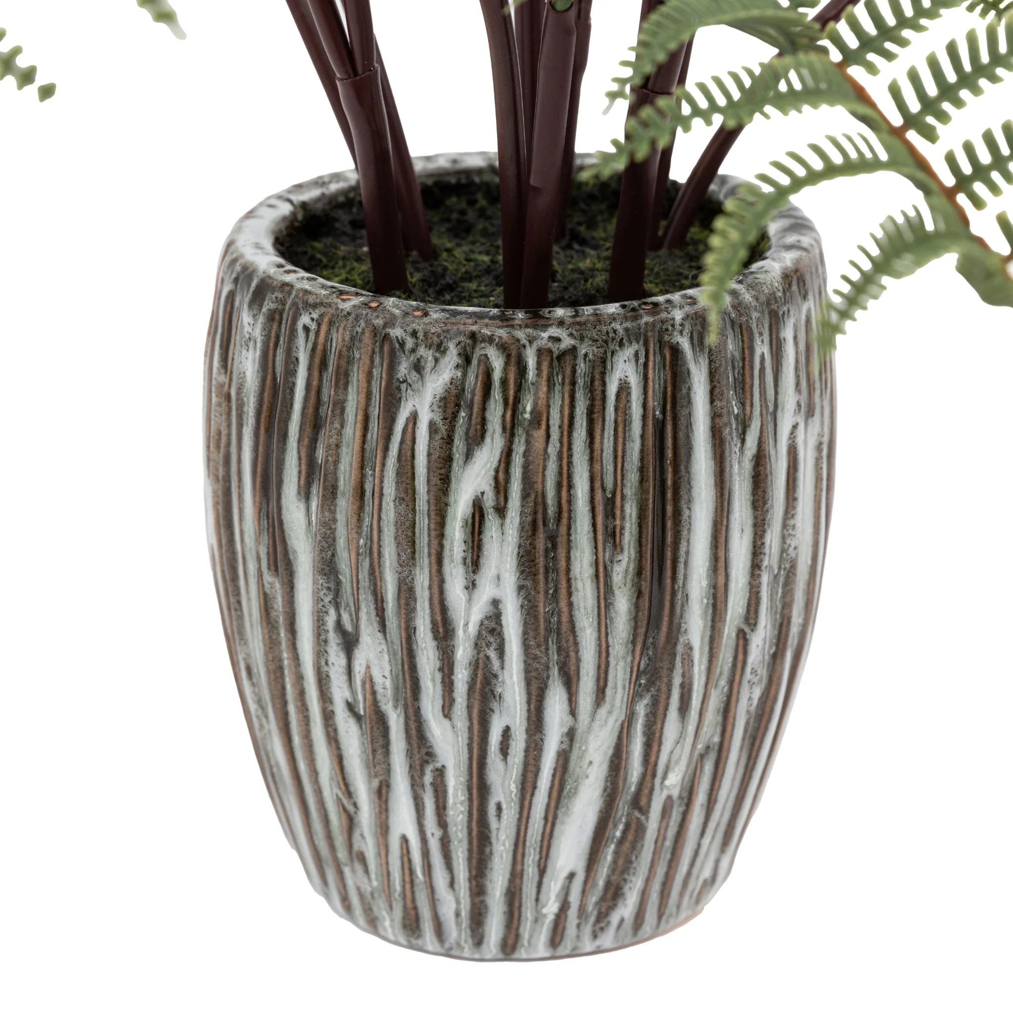 Artificial Tall Fern In Grey Textured Pot - Tall Fern in Textured Grey Ceramic Pot - Image 2