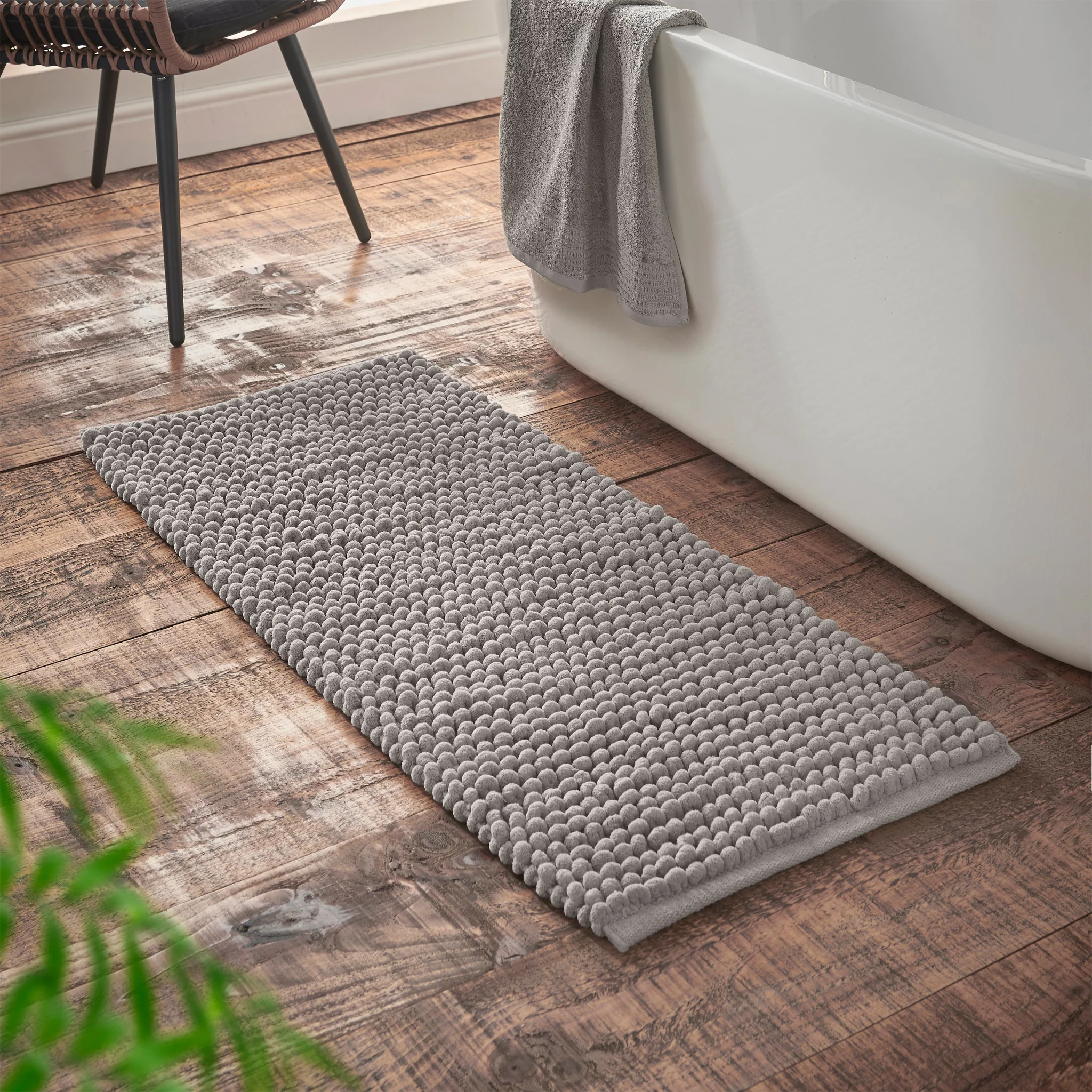 Bianca Aspen Bobble Bath Runner Grey - Aspen Bobble Bath Runner Grey