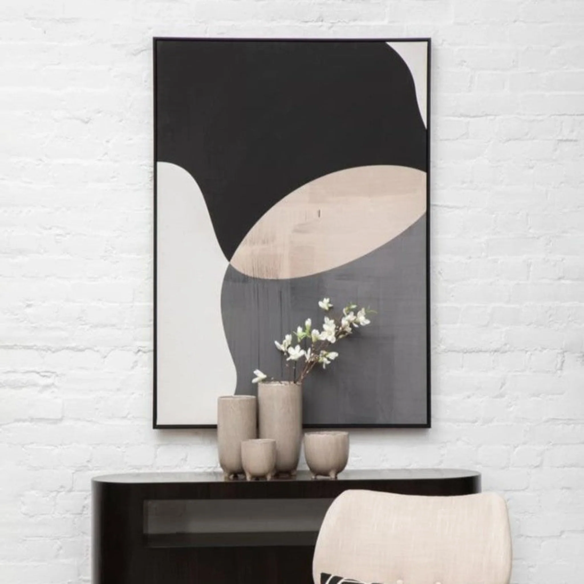 Astratto Abstract Design Black Natural Wall Art - DISC Astratto Abstract Design Black Natural Wall Art