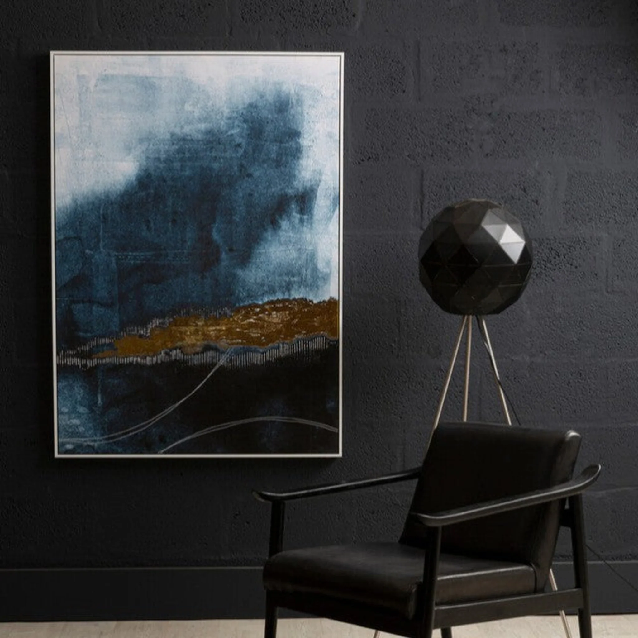 Astratto Blue And Gold Wall Art - DISC Astratto Blue And Gold Wall Art