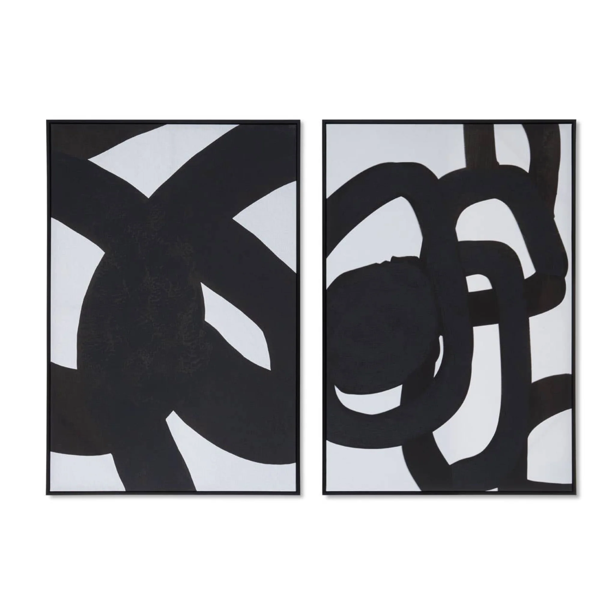 Astratto Set Of Two Black & White Abstract Wall Art - Astratto Set Of Two B&W Abstract Wall Art