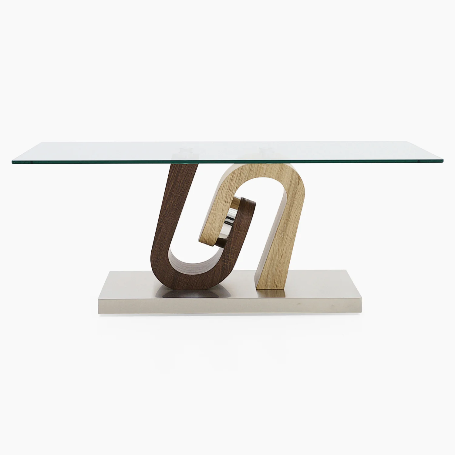 Atlas Coffee Table - Coffee Table Walnut/Stainless Steel/Clear Glass