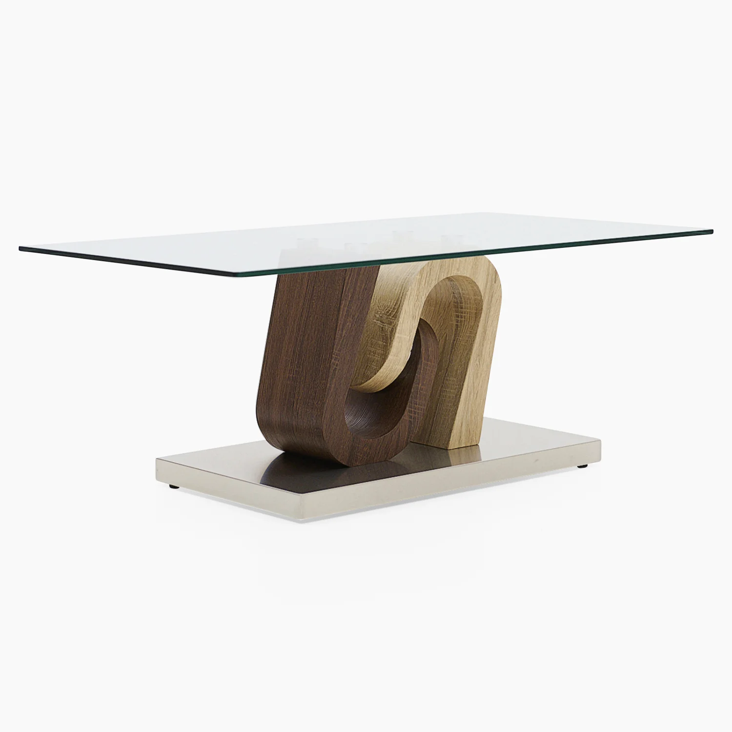 Atlas Coffee Table - Coffee Table Walnut/Stainless Steel/Clear Glass - Image 2