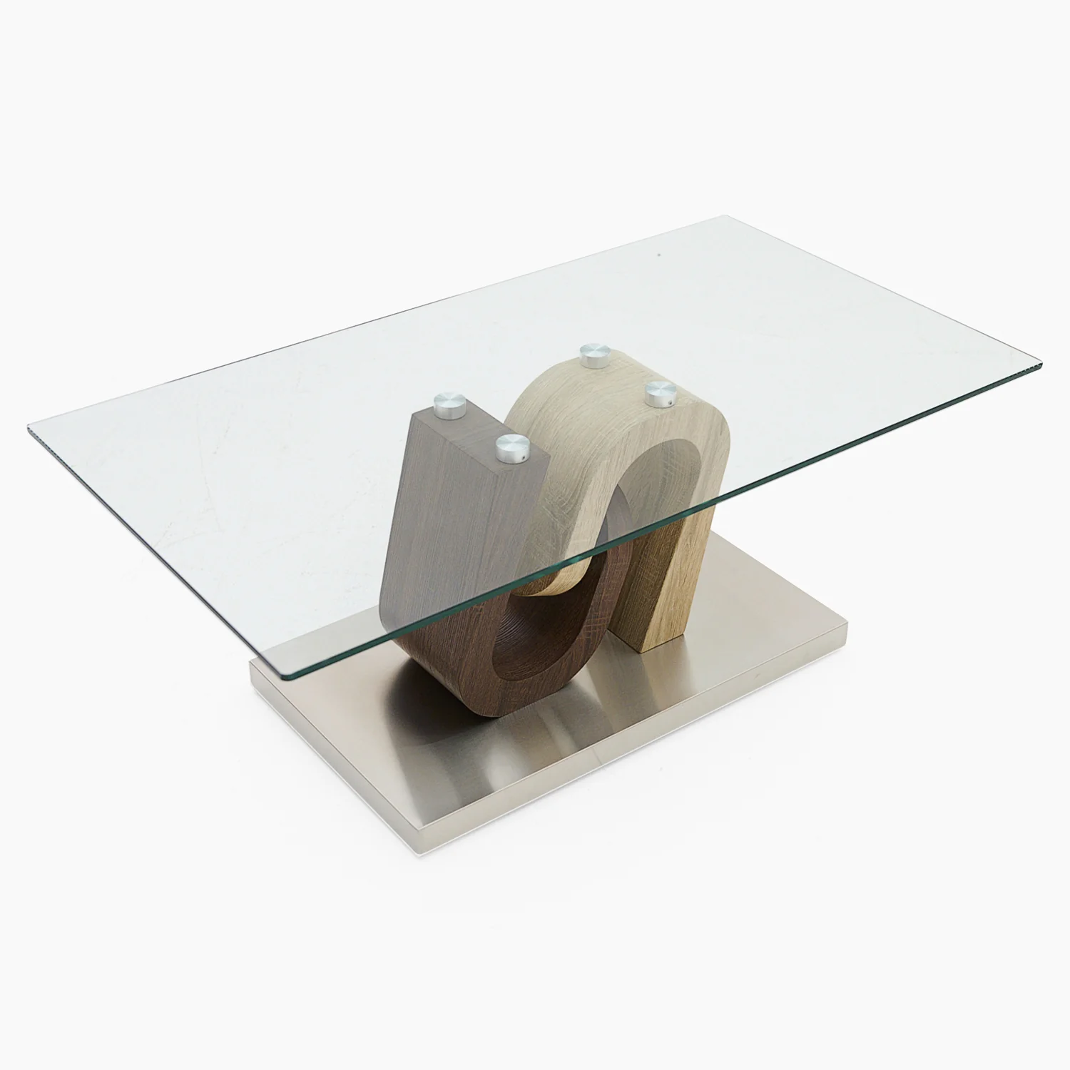 Atlas Coffee Table - Coffee Table Walnut/Stainless Steel/Clear Glass - Image 4