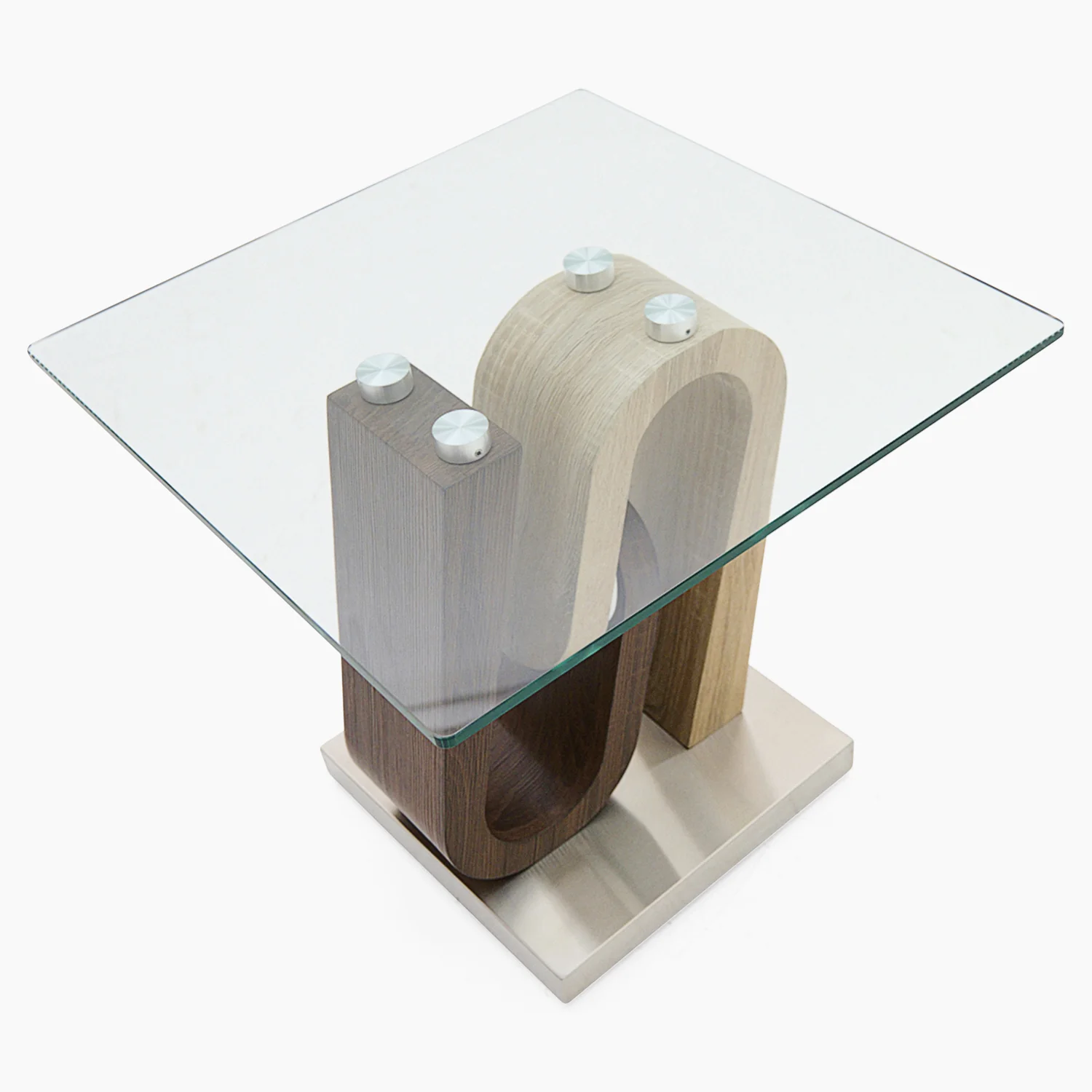 Atlas End Table - End Table Walnut/Stainless Steel/Clear Glass - Image 3