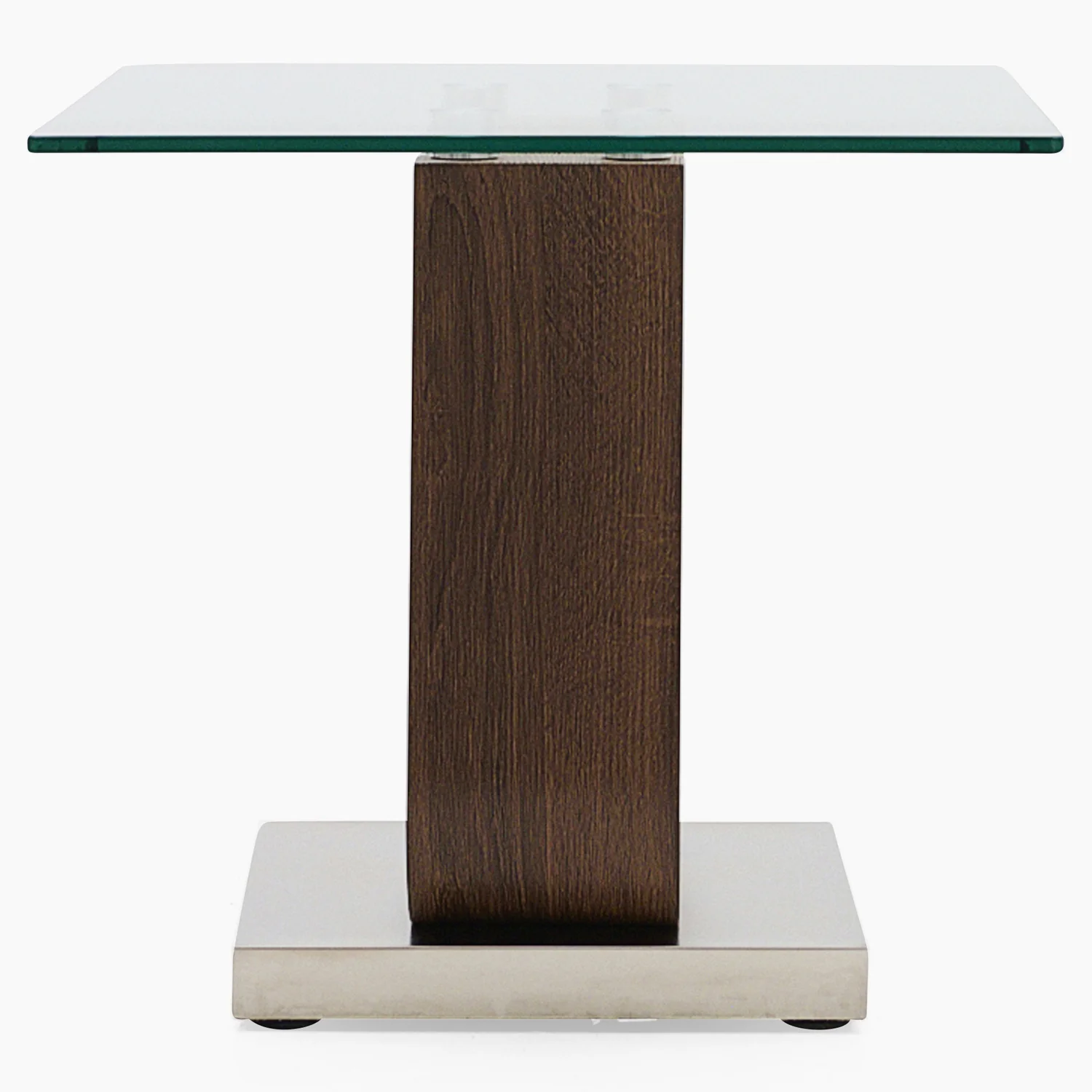 Atlas End Table - End Table Walnut/Stainless Steel/Clear Glass - Image 4