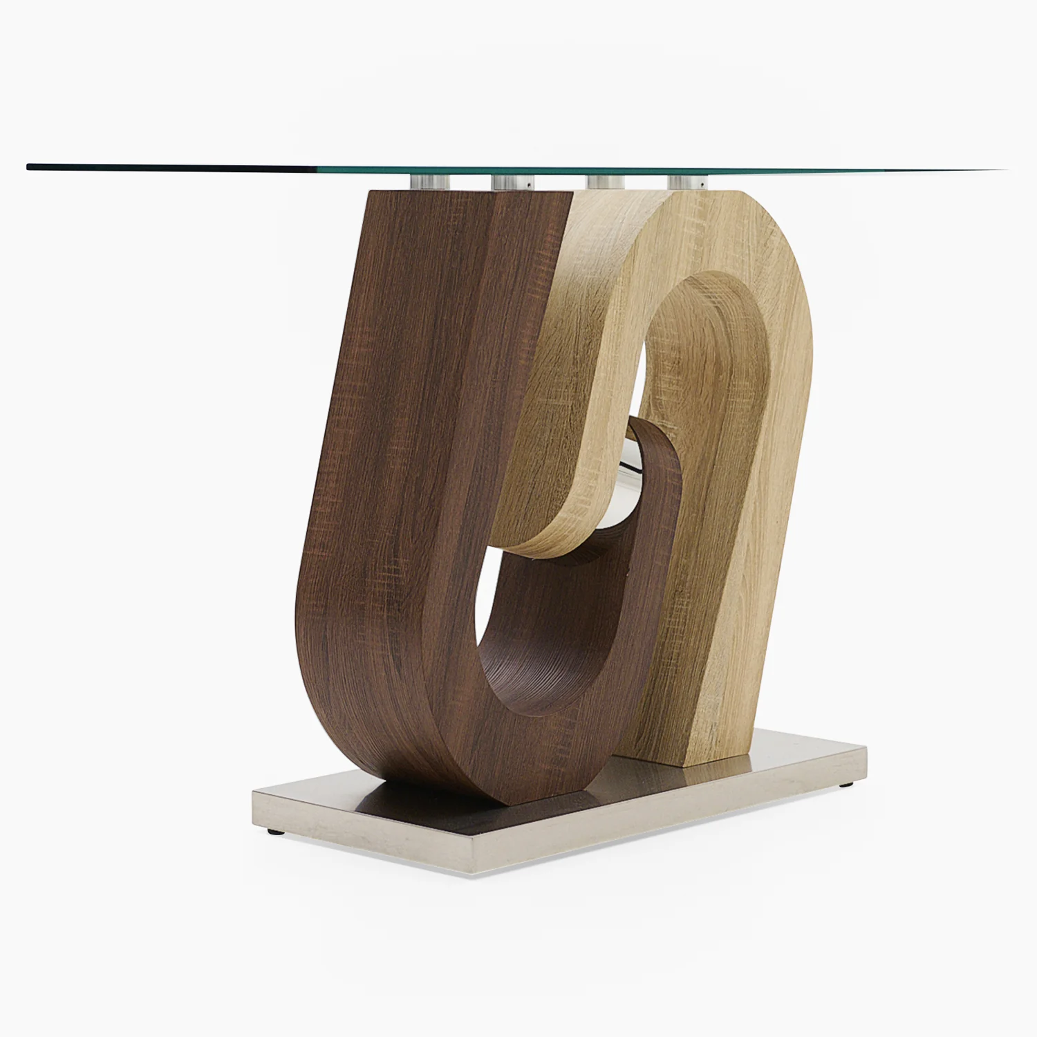 Atlas Sofa Table - Sofa Table Walnut/Stainless Steel/Clear Glass - Image 3