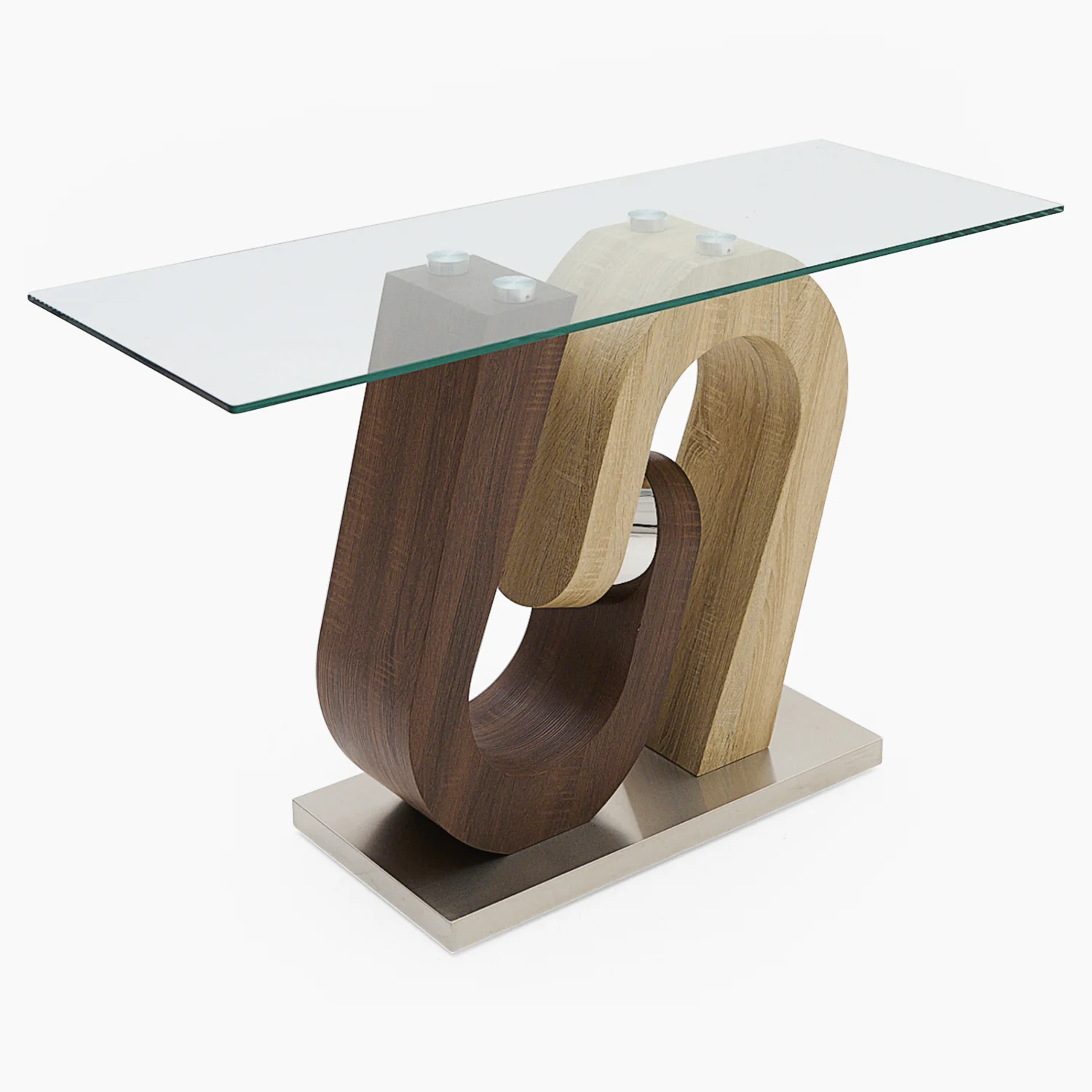 Atlas Sofa Table - Sofa Table Walnut/Stainless Steel/Clear Glass - Image 5