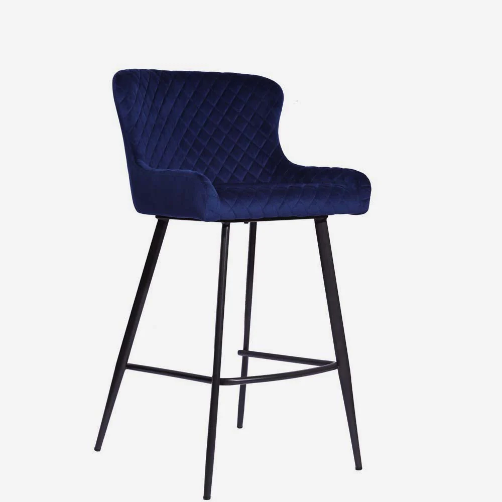 Avalon Pair of Blue Velvet Bar Stools - Bar Stool - Pair Blue Velvet - Image 3