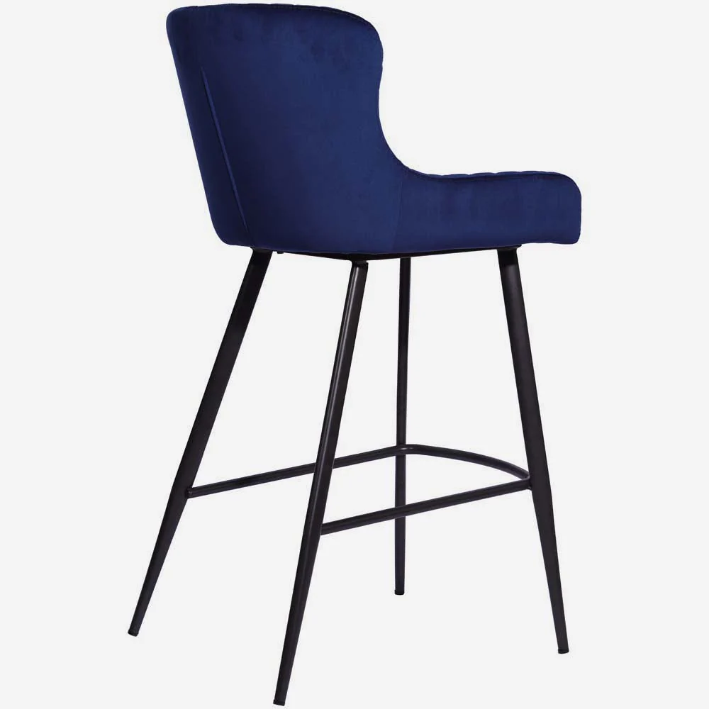 Avalon Pair of Blue Velvet Bar Stools - Bar Stool - Pair Blue Velvet - Image 4