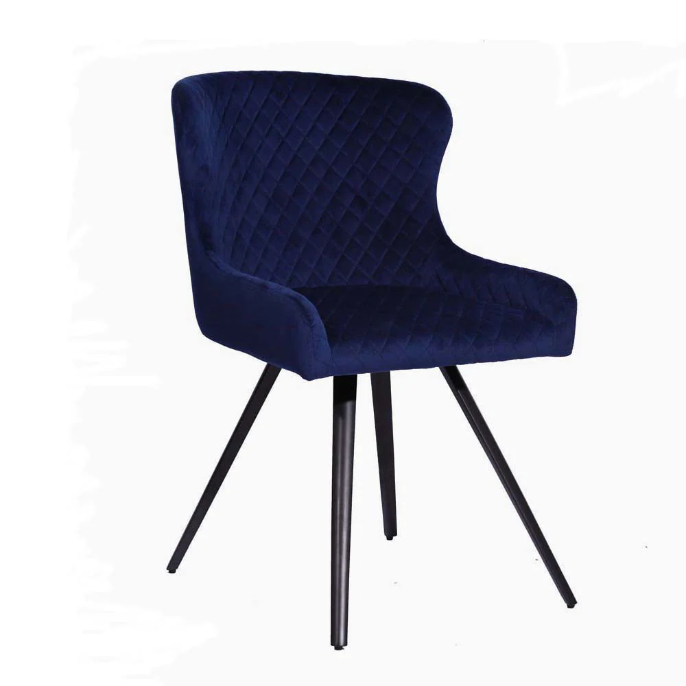 Avalon Pair of Blue Velvet Dining Chairs - Dining Chair - Pair Blue Velvet - Image 3
