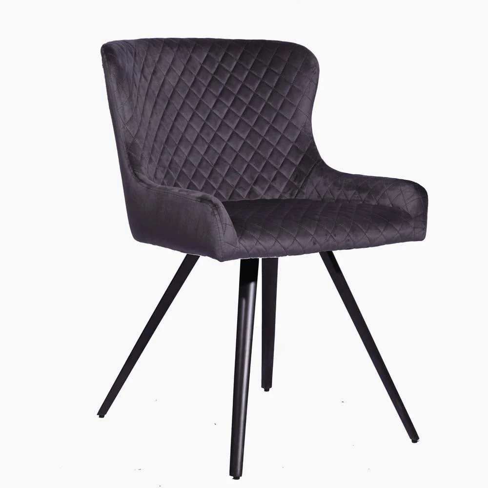 Avalon Pair of Grey Velvet Dining Chairs - Dining Chair - Pair Grey Velvet - Image 3