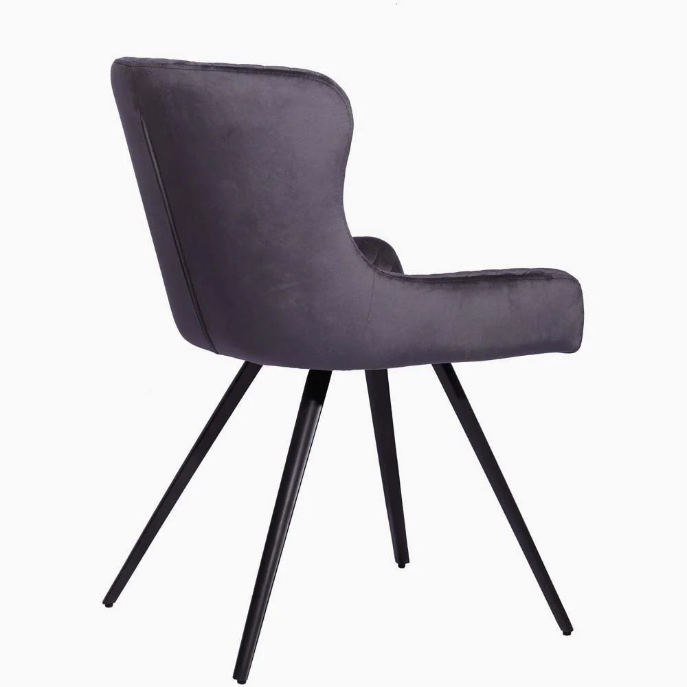 Avalon Pair of Grey Velvet Dining Chairs - Dining Chair - Pair Grey Velvet - Image 4