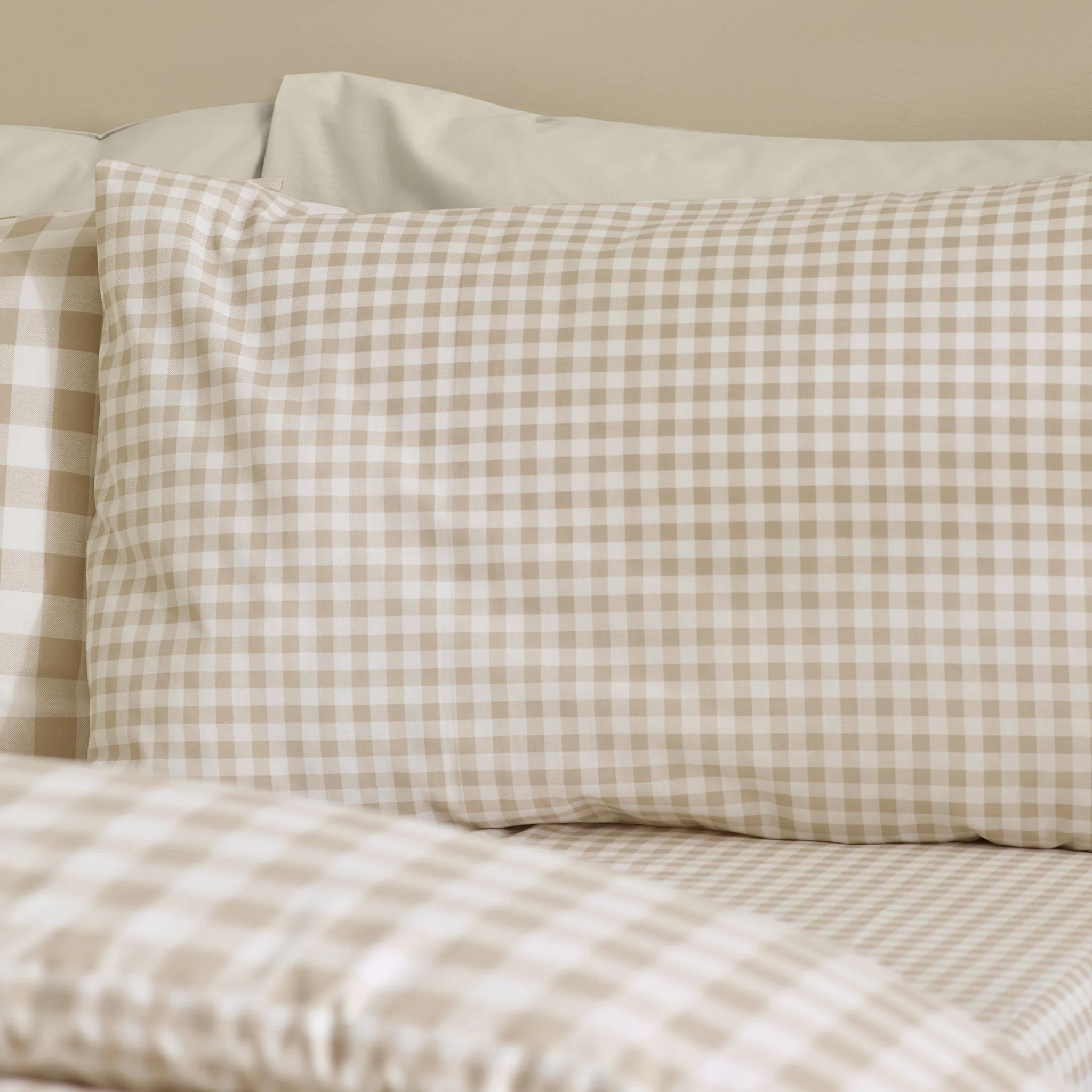 Catherine Lansfield Bamford Gingham Cream Check Duvet Set - Bamford Gingham Natural Check Duvet Set King - Image 3