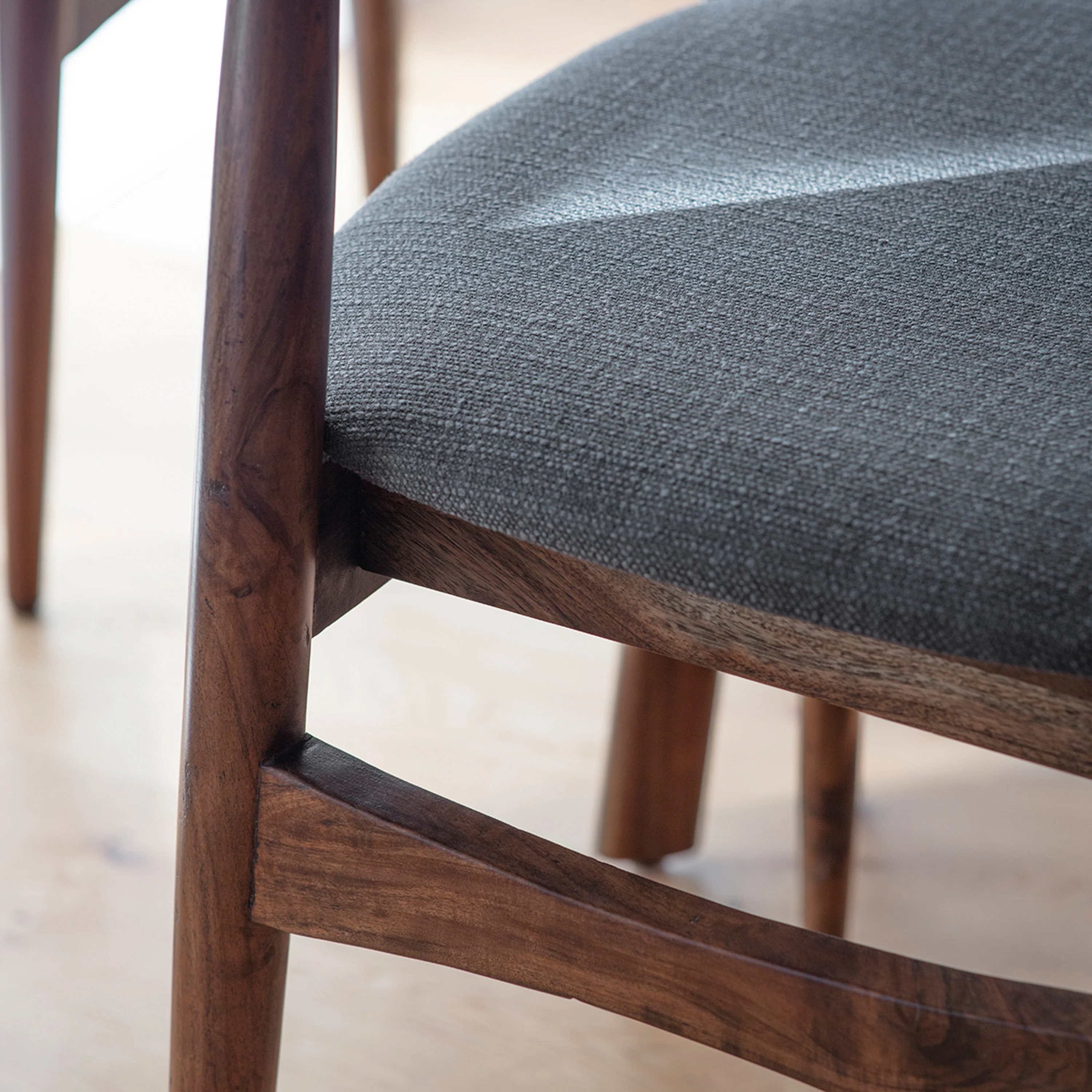 Barcelona Pair of Dining Chairs - Dining Chair - Pair Dark Wood / Grey - Image 4