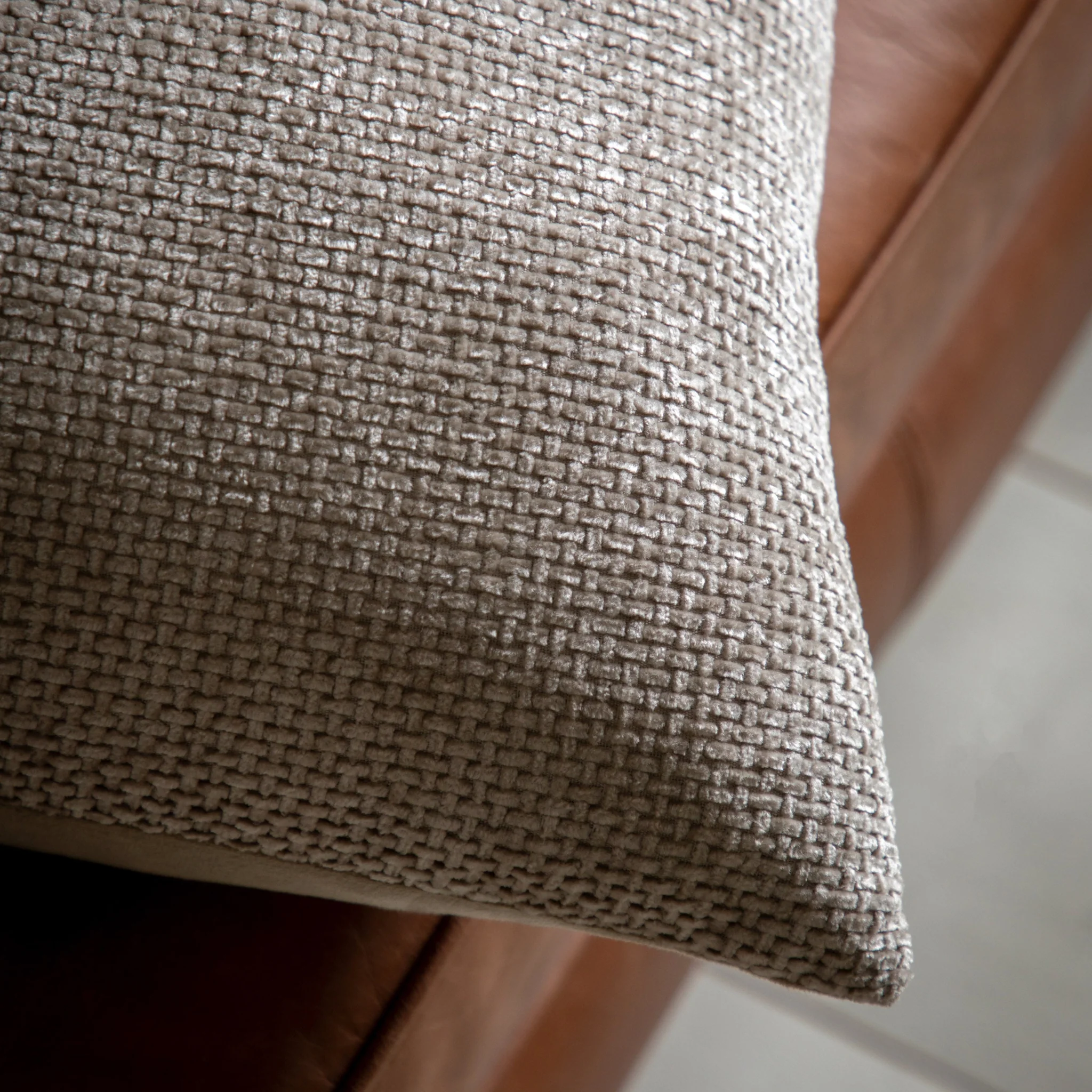 Basketweave Chenille Cream Cushion 2 Pack - Basketweave Chenille Cushion Cream 2pk - Image 2