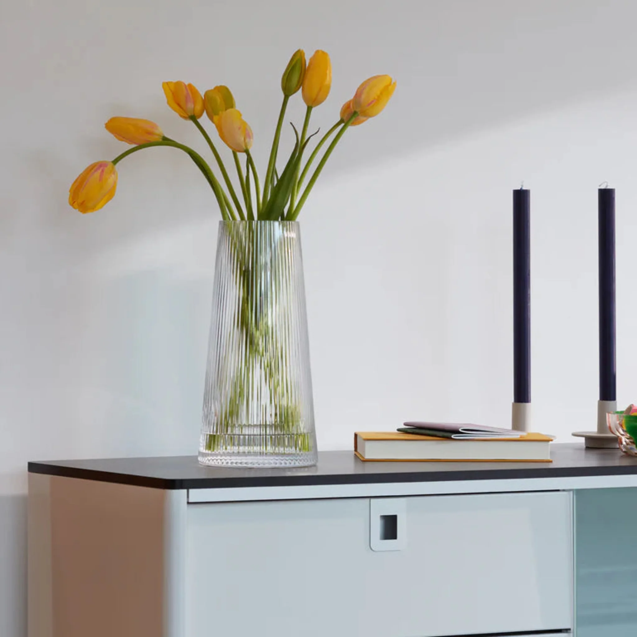 LSA Beacon Lantern/Vase Clear And Grey 30CM - Beacon Lantern/Vase Clear/Concrete Grey 30CM