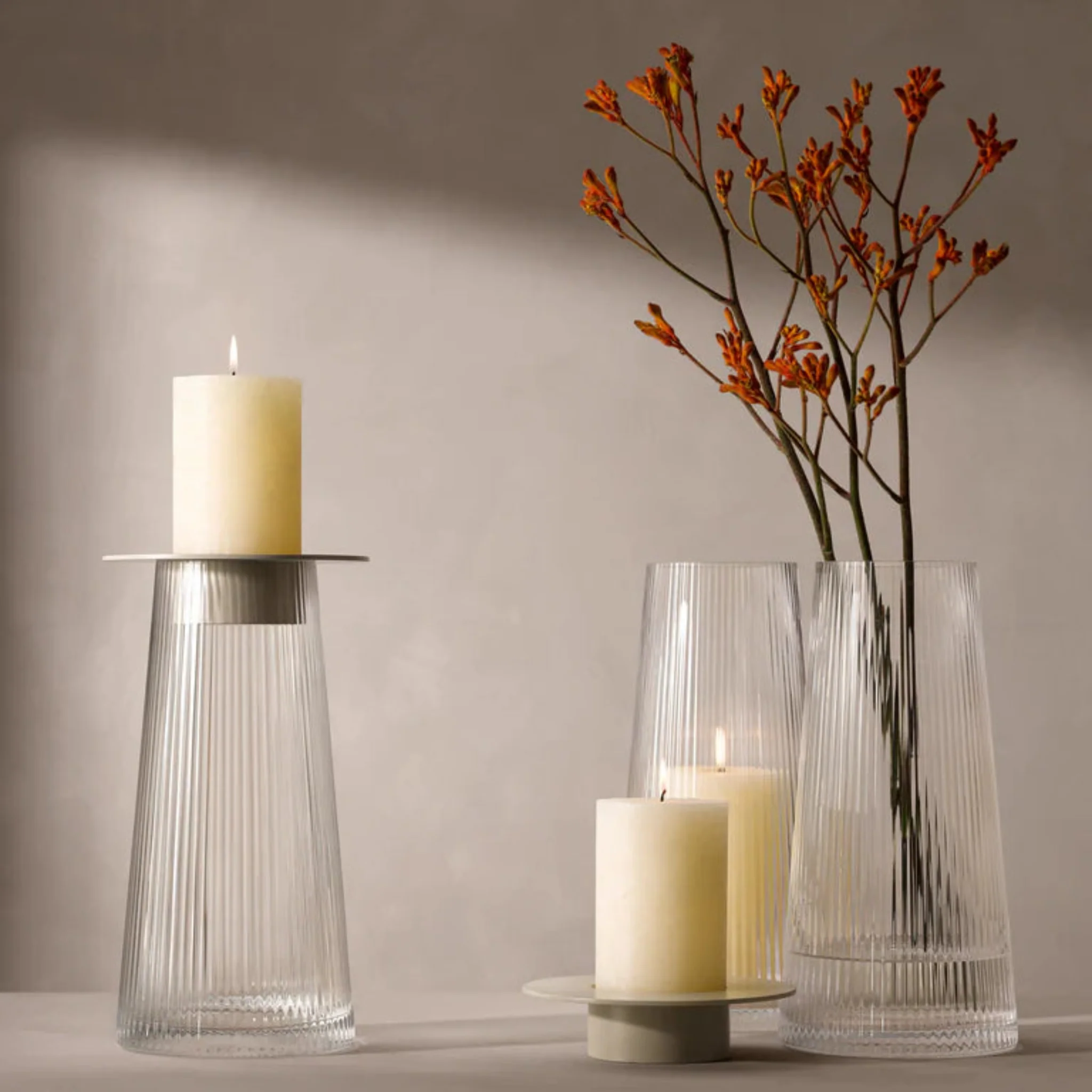 LSA Beacon Lantern/Vase Clear And Grey 30CM - Beacon Lantern/Vase Clear/Concrete Grey 30CM - Image 2