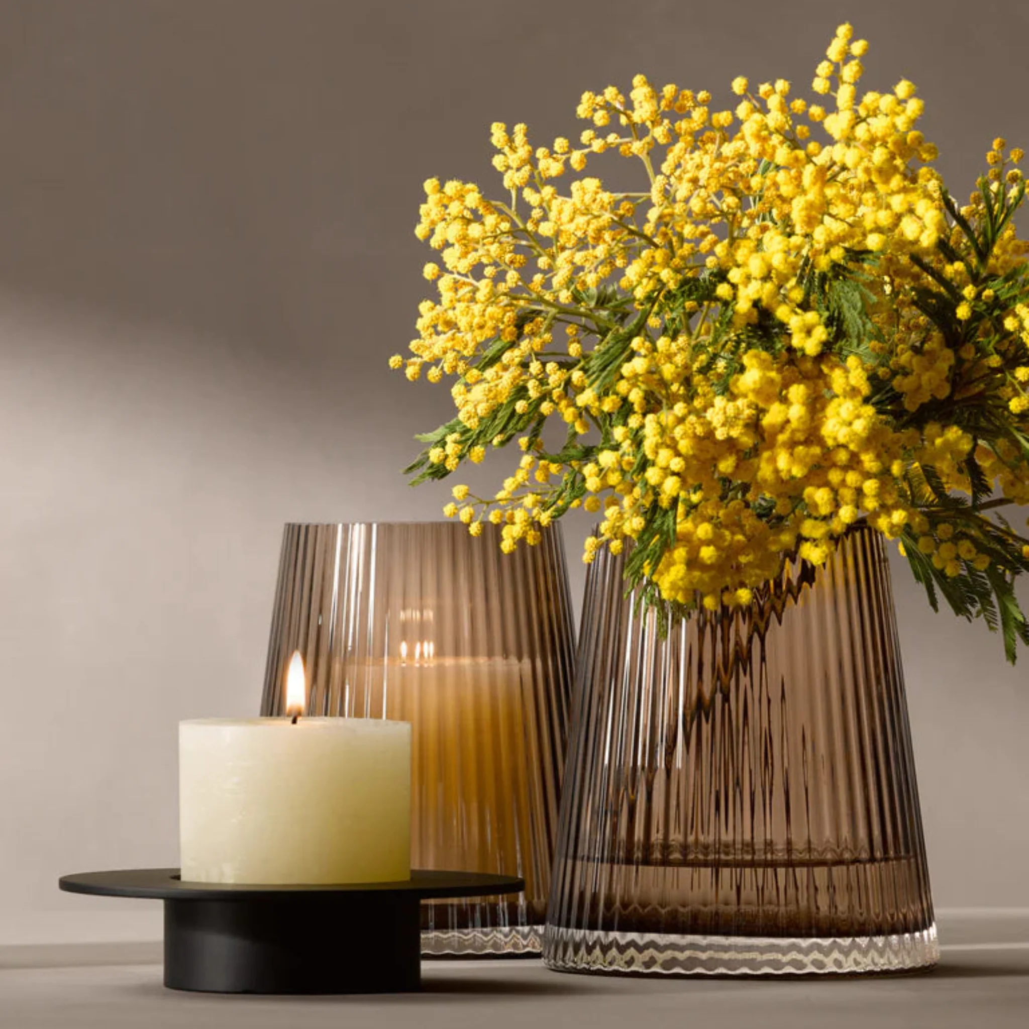 LSA Beacon Lantern/Vase Black 14CM - Beacon Lantern/Vase Taupe/Jet Black 14CM