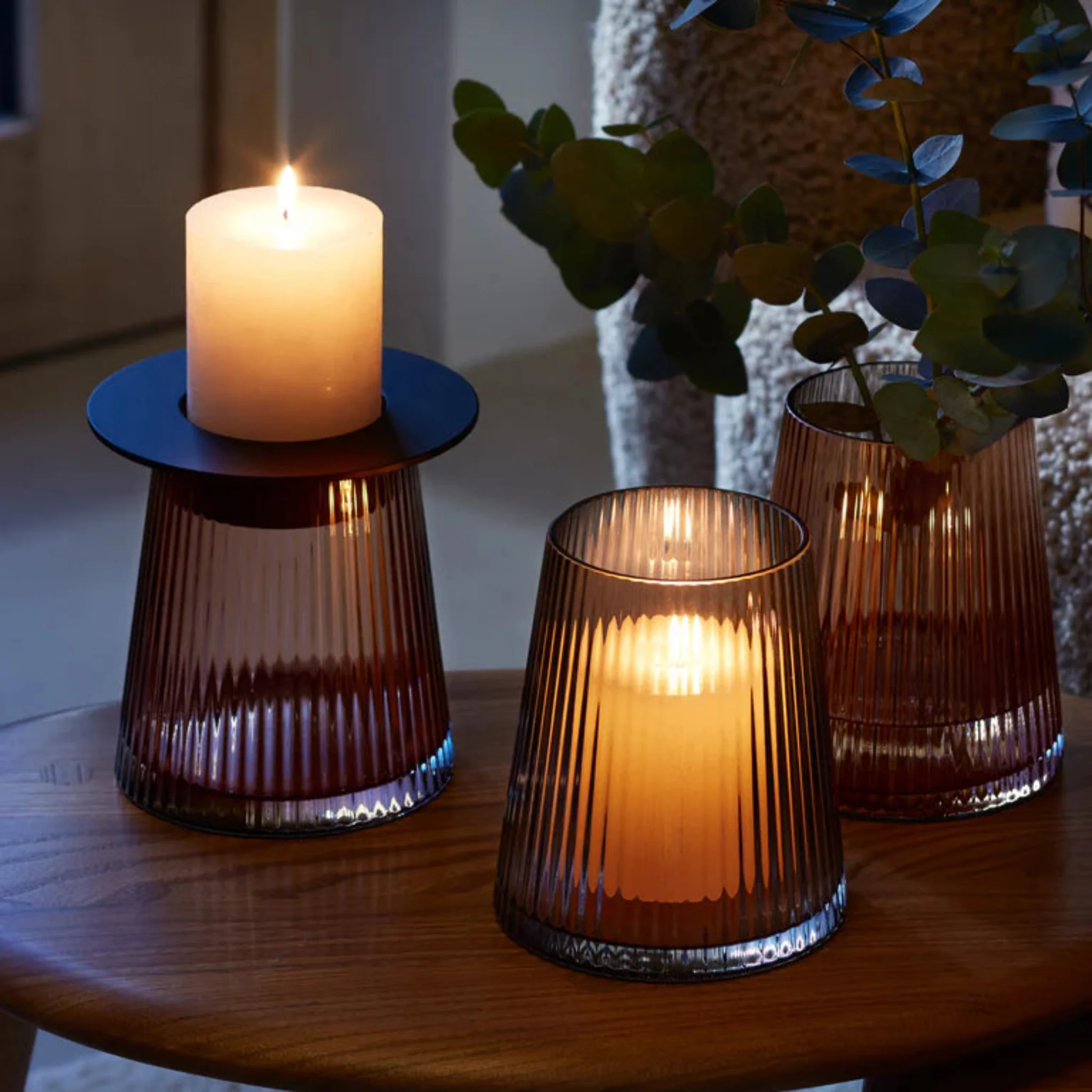 LSA Beacon Lantern/Vase Black 14CM - Beacon Lantern/Vase Taupe/Jet Black 14CM - Image 3