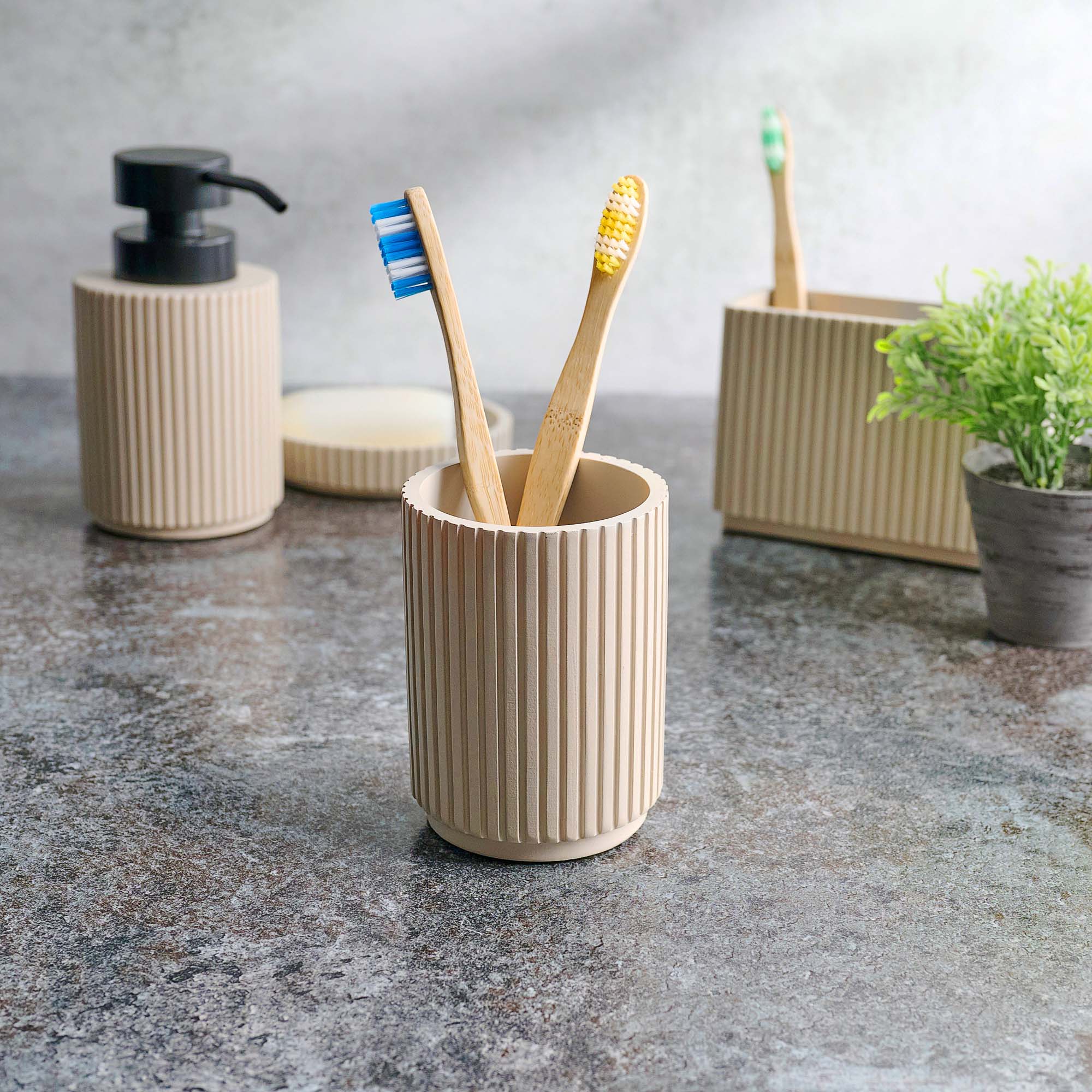 Berkeley Beige Toothbrush Holder - Berkeley Tumbler Almond