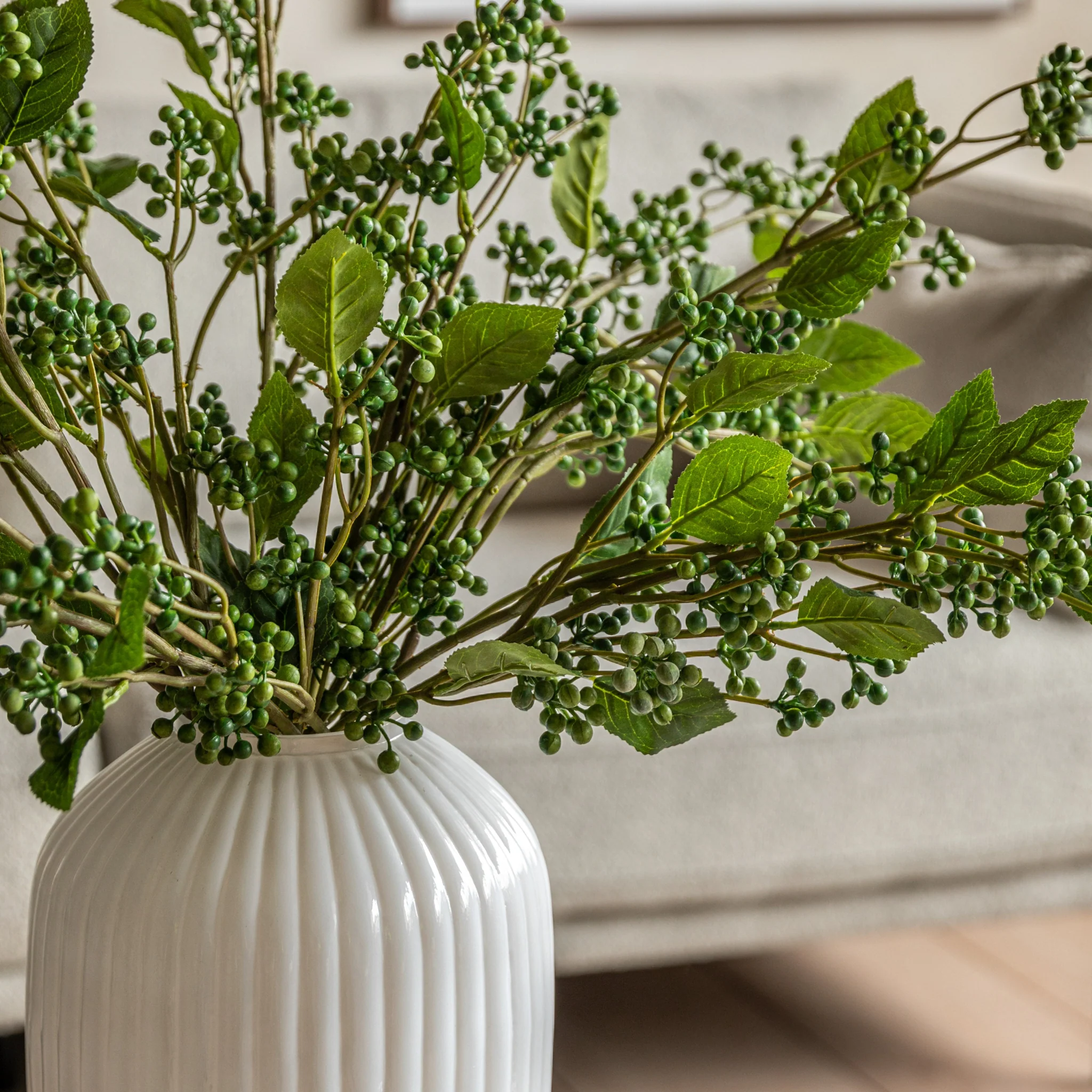 Berry Foliage Green Set Of 12 Artificial Flowers - DHD Faux Stem Berry Foliage Green 76CM 12Pk - Image 2