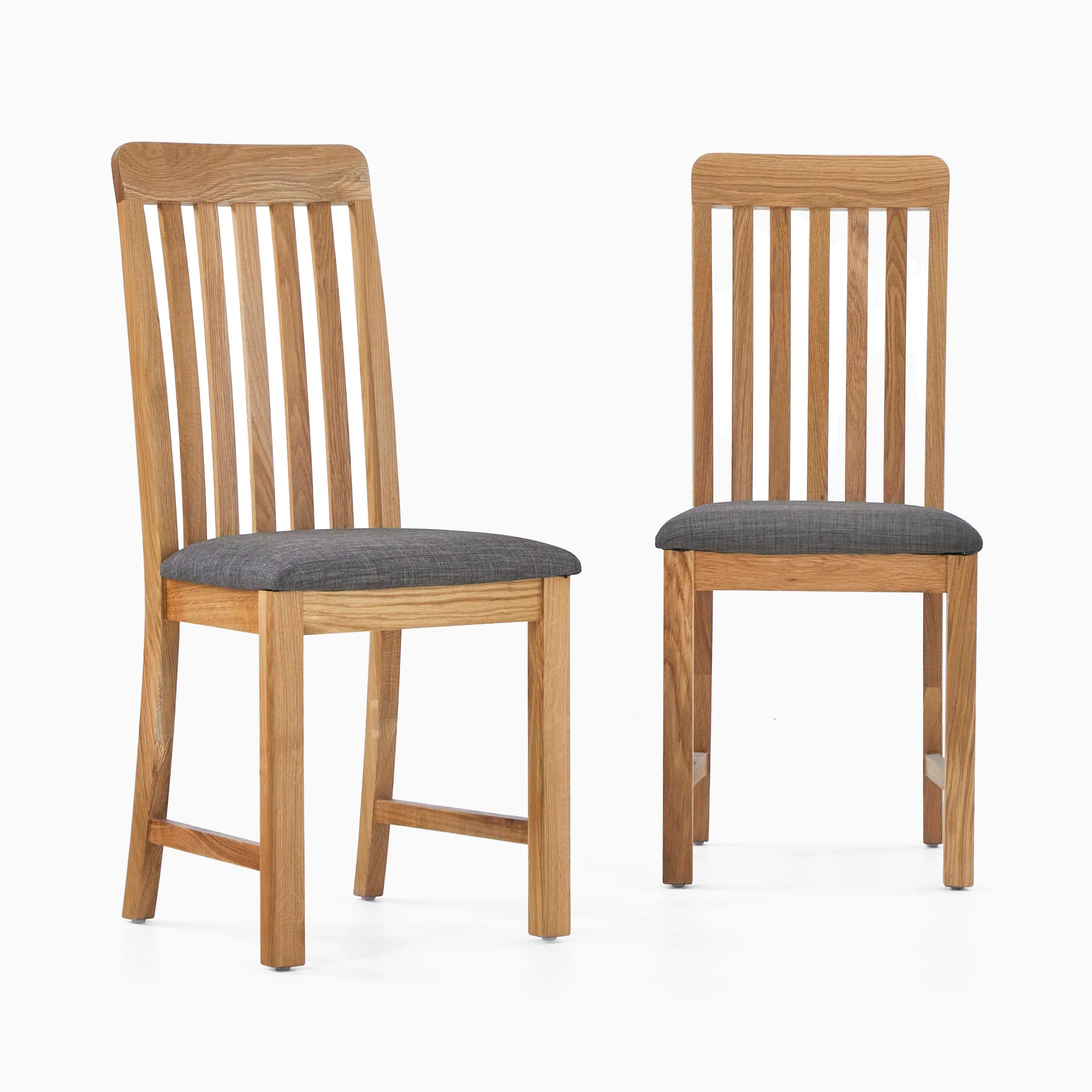Bexley Pair of Slat Back Dining Chairs - Dining Chair Vertical Slats - Pair Oak