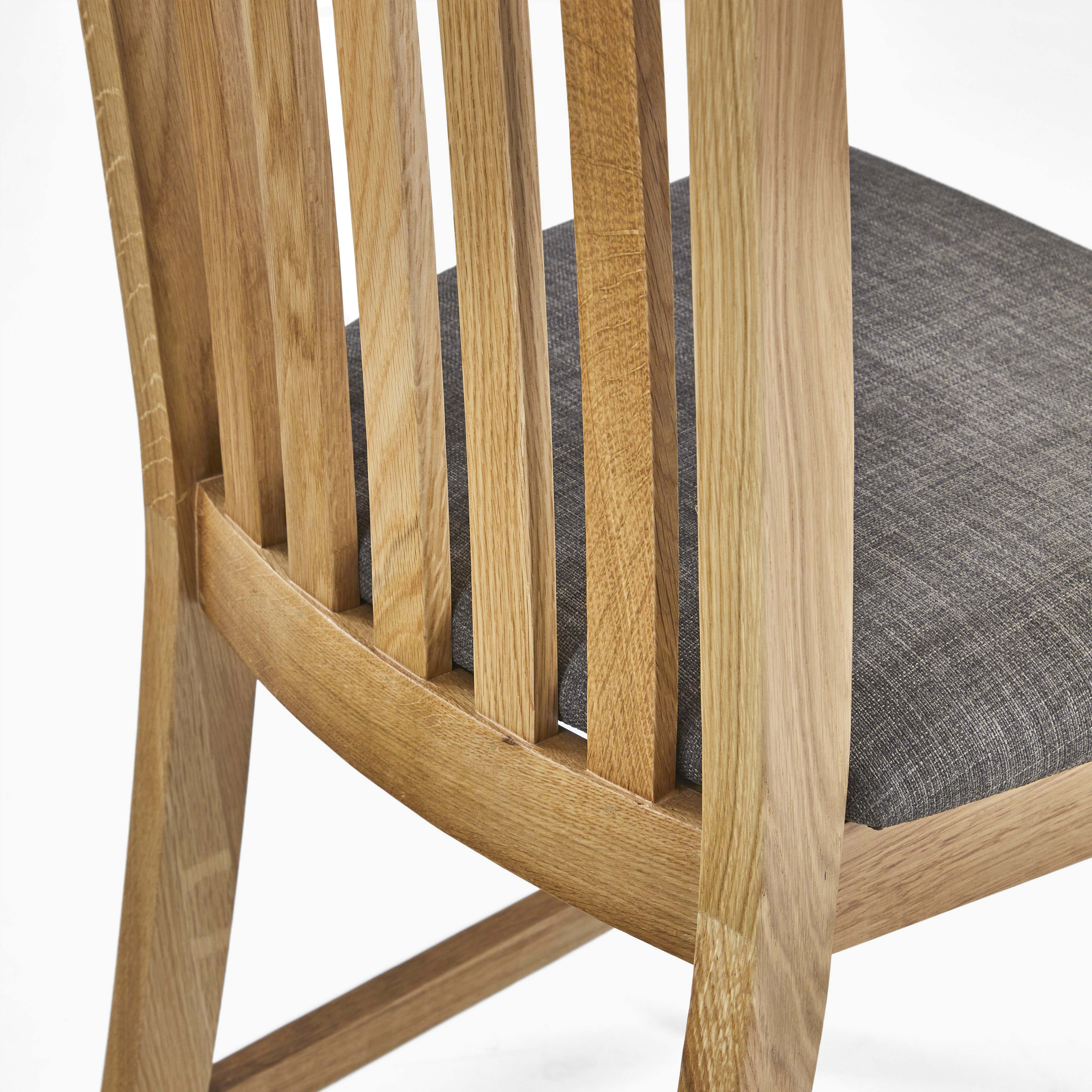 Bexley Pair of Slat Back Dining Chairs - Dining Chair Vertical Slats - Pair Oak - Image 3