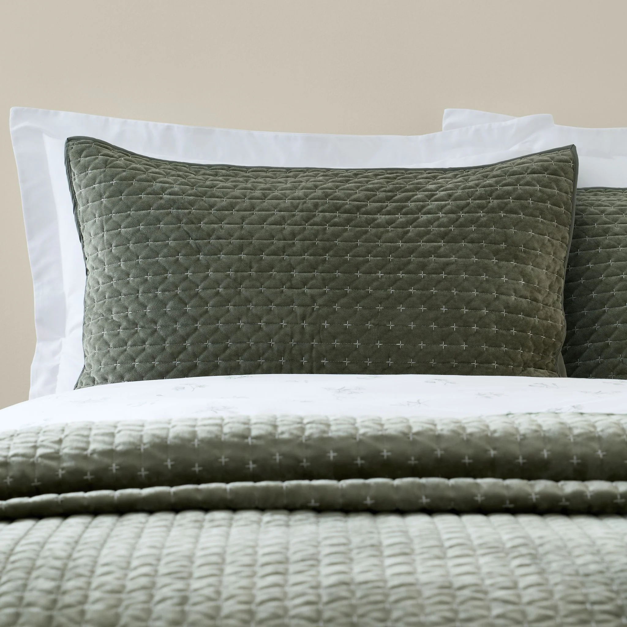 Bianca Attica Velvet Pillowcase Pair - Attica Velvet Pillowsham Pair Green
