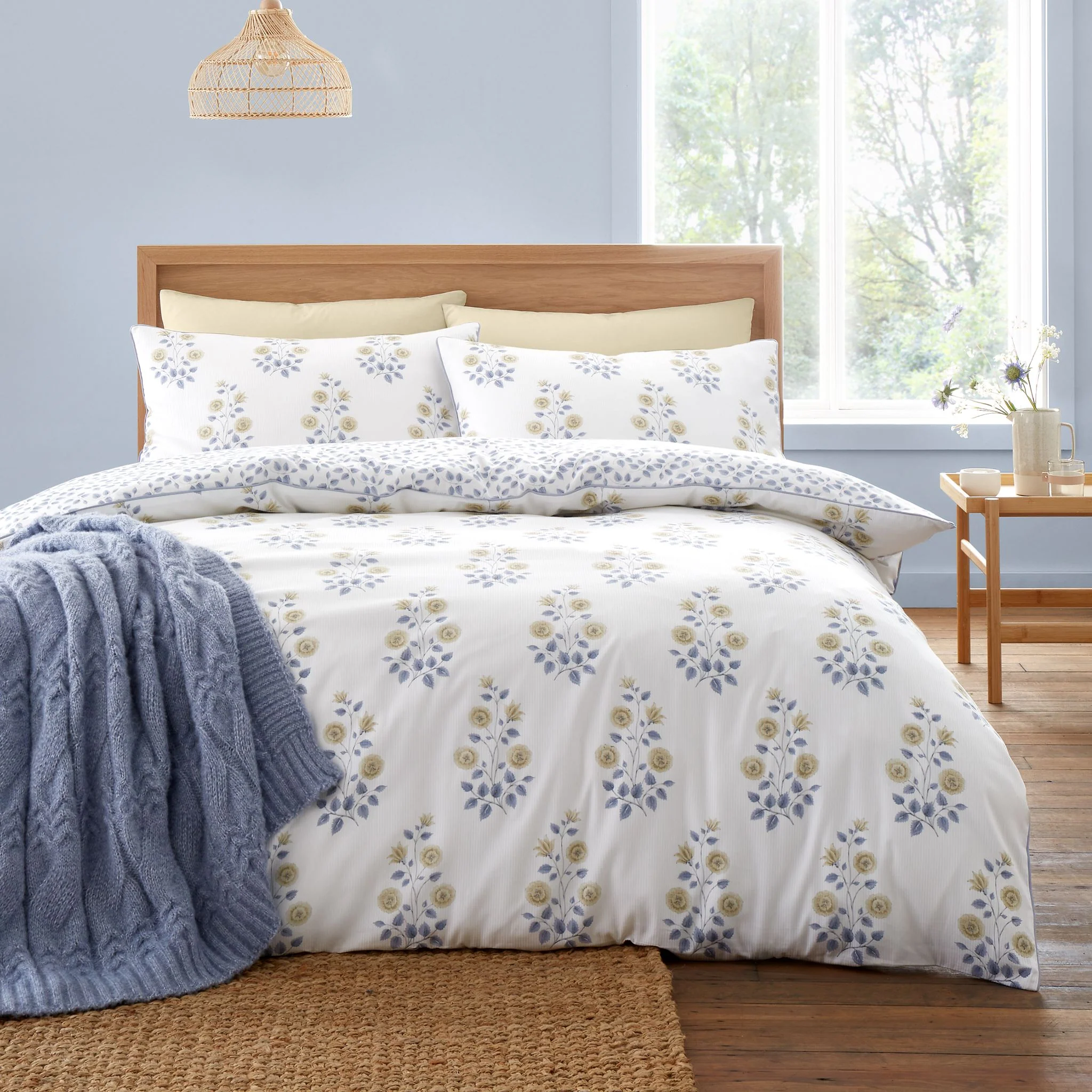 Bianca Eloise Floral Blue Duvet Set - Eloise Floral Blue Duvet Set Double