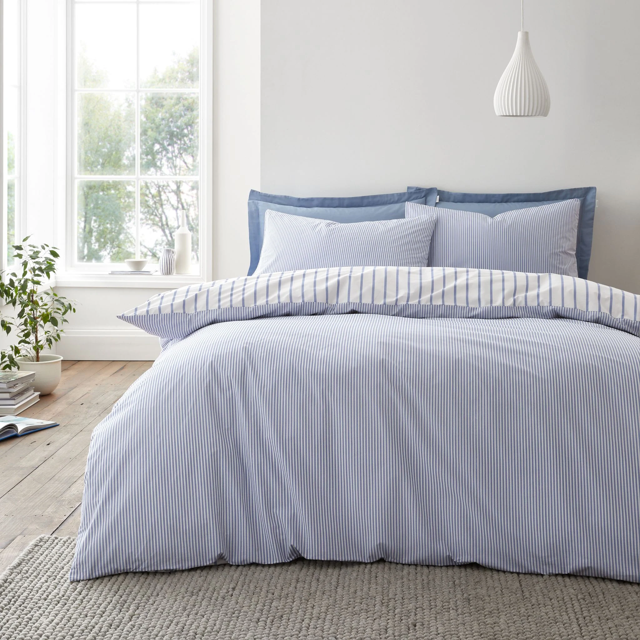 Bianca Hampton Stripe Blue Duvet Set - Hampton Stripe Super King Duvet Set Blue - Image 2