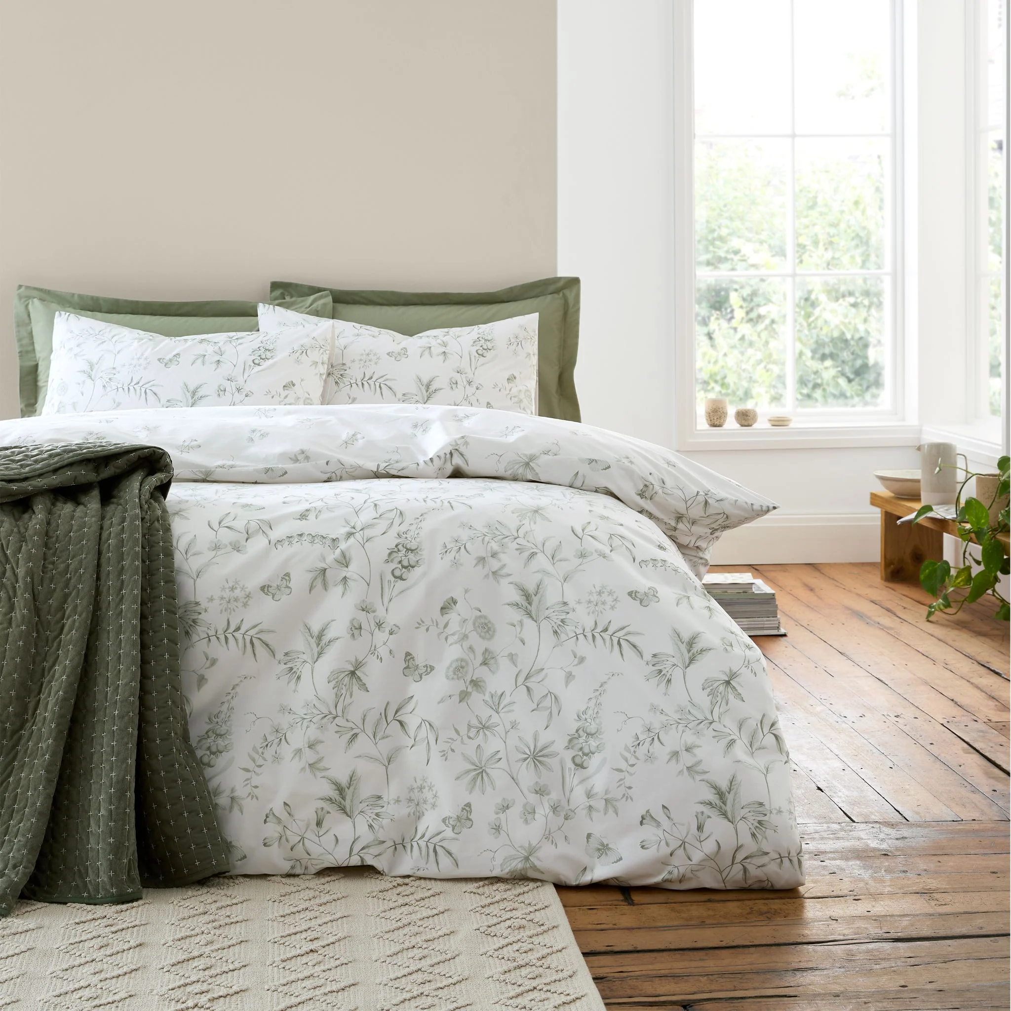 Bianca Thea Floral Green Duvet Set - Thea Floral Double Duvet Set Green