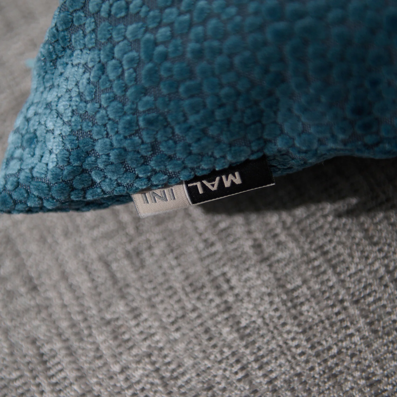 Bingham Velvet Blue Square Cushion - DISC Cut Velvet Bingham Dots Cushion 43X43 Blue - Image 3