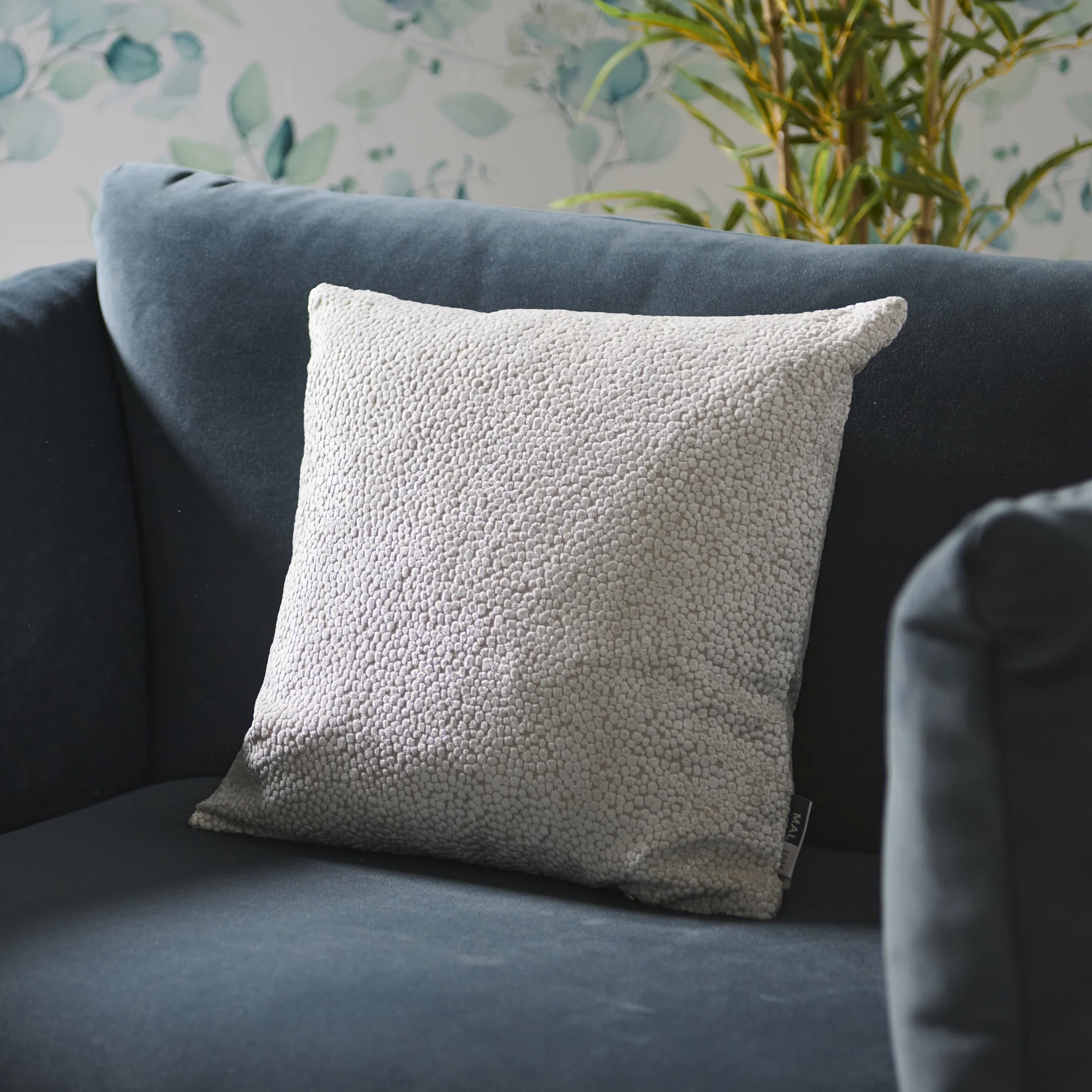 Bingham Velvet Cream Square Cushion - DISC Bingham Velvet Dots Sq Cushion Ice Cream 43Cm