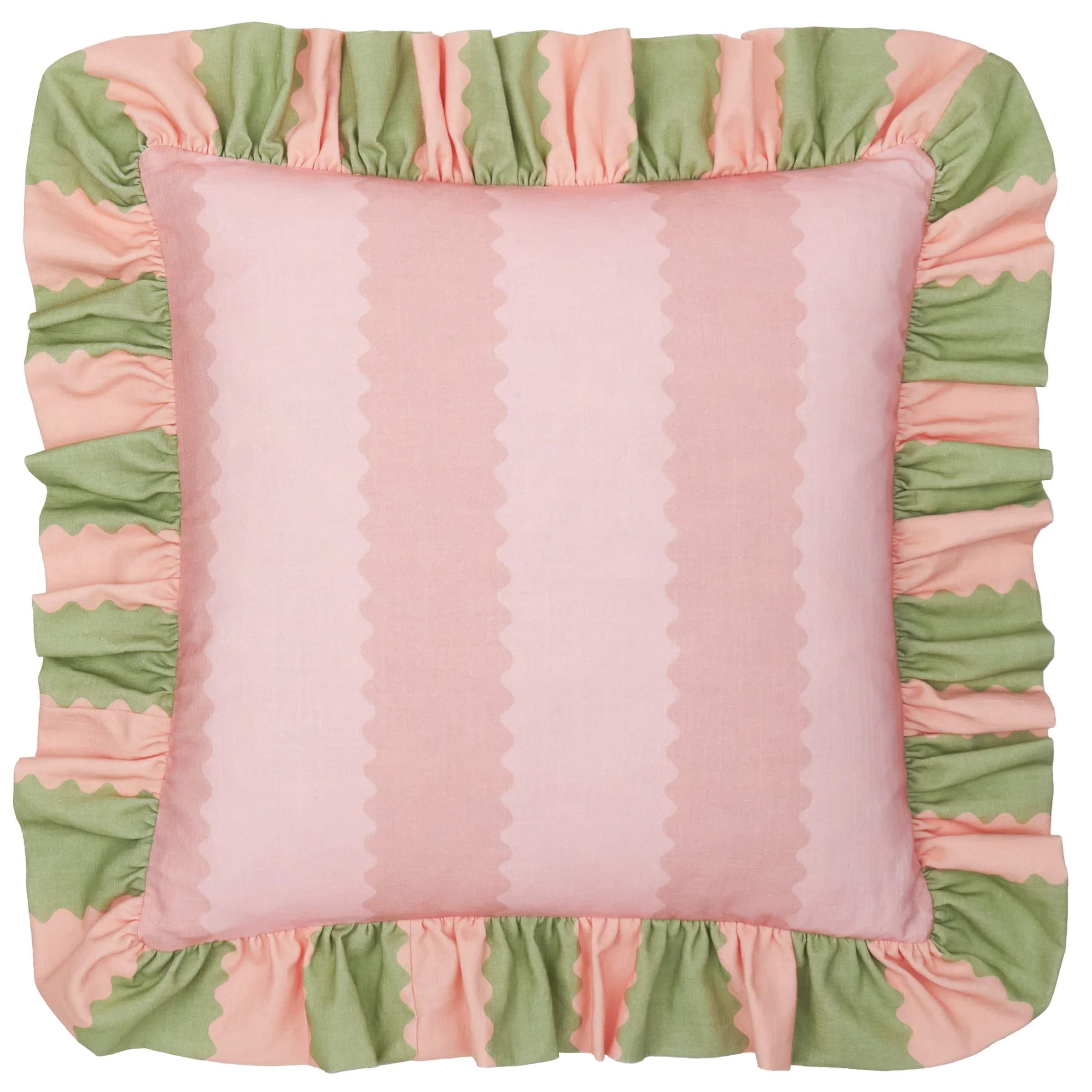 Birdie Stripe Ruffle Square Cushion - Birdie Stripe Ruffle Cushion 45CM