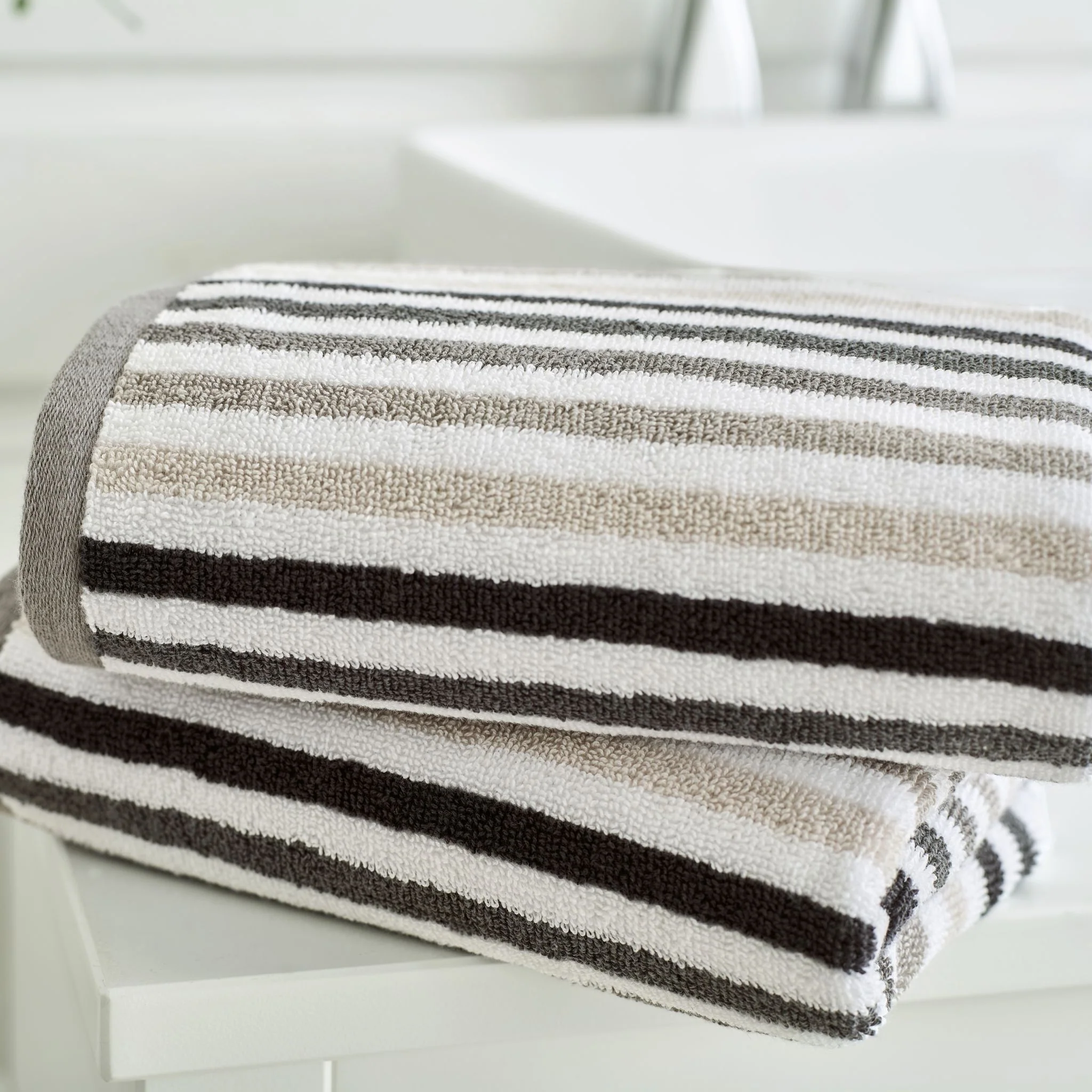 Bliss Linear Stripe Towel Chrome - Bliss Linear Stripe Hand Towel Chrome - Image 2