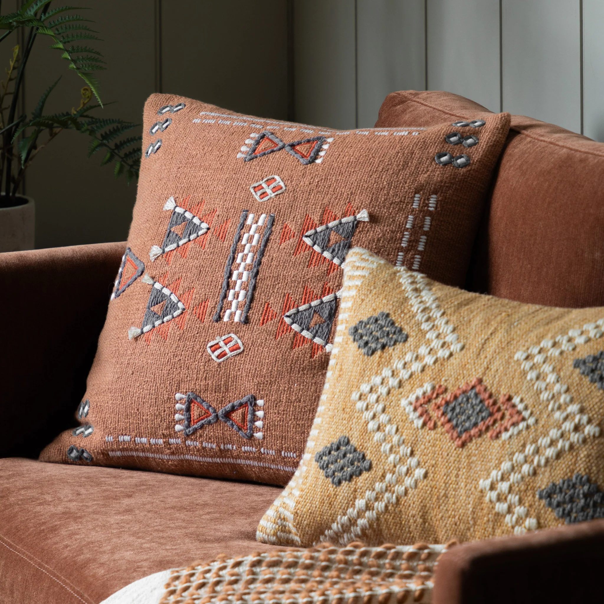 Arlo Embellished Cushion Brown - Arlo Embellished Cushion Brown 50CM