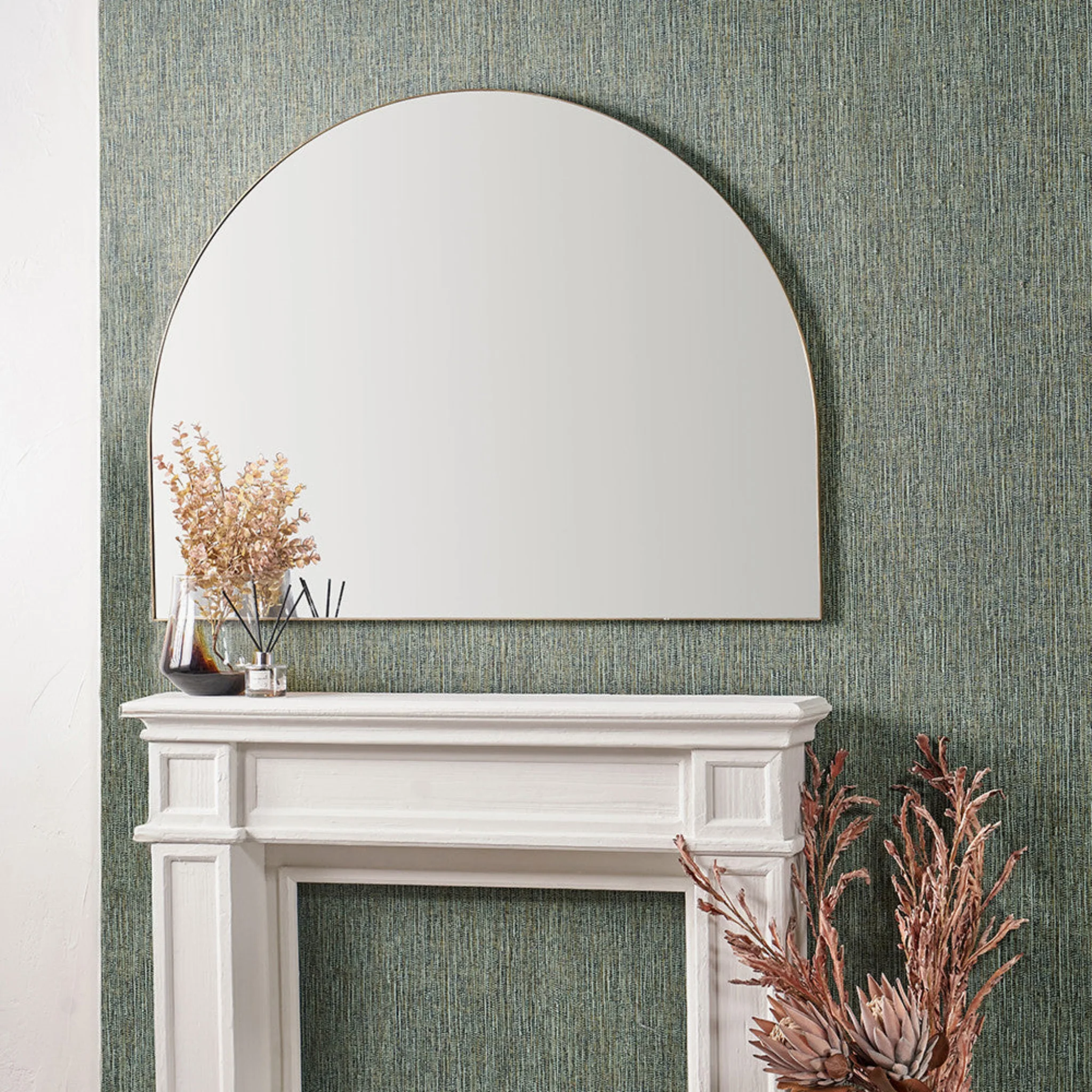 Brushed Gold Wide Arch Wall Mirror - Brushed Gold Wide Arch Wall Mirror 120x90CM