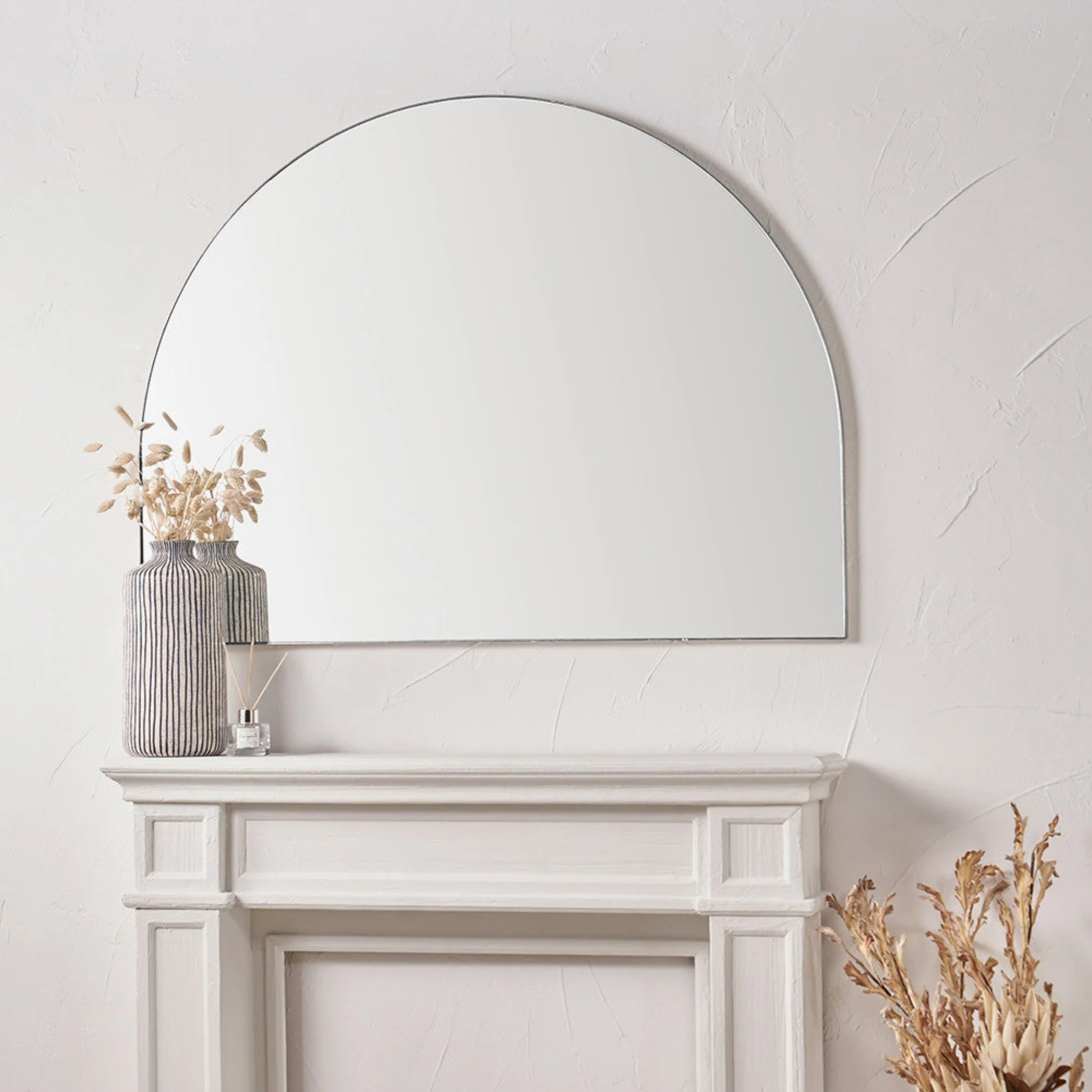 Brushed Silver Wide Arch Wall Mirror - Brushed Silver Wide Arch Wall Mirror 120x90CM