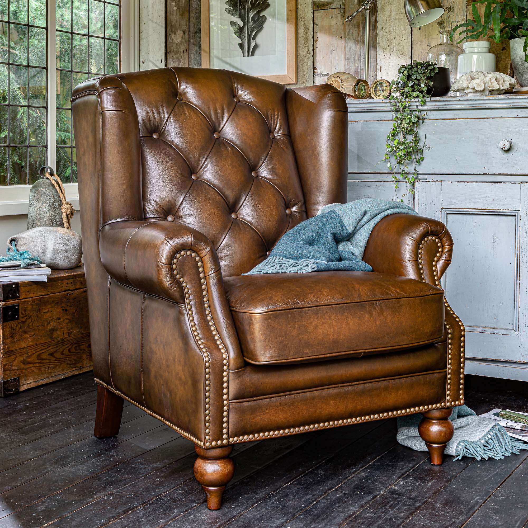 Buckingham Armchair - Buckingham Wing Chair Voyager Leather - Image 2