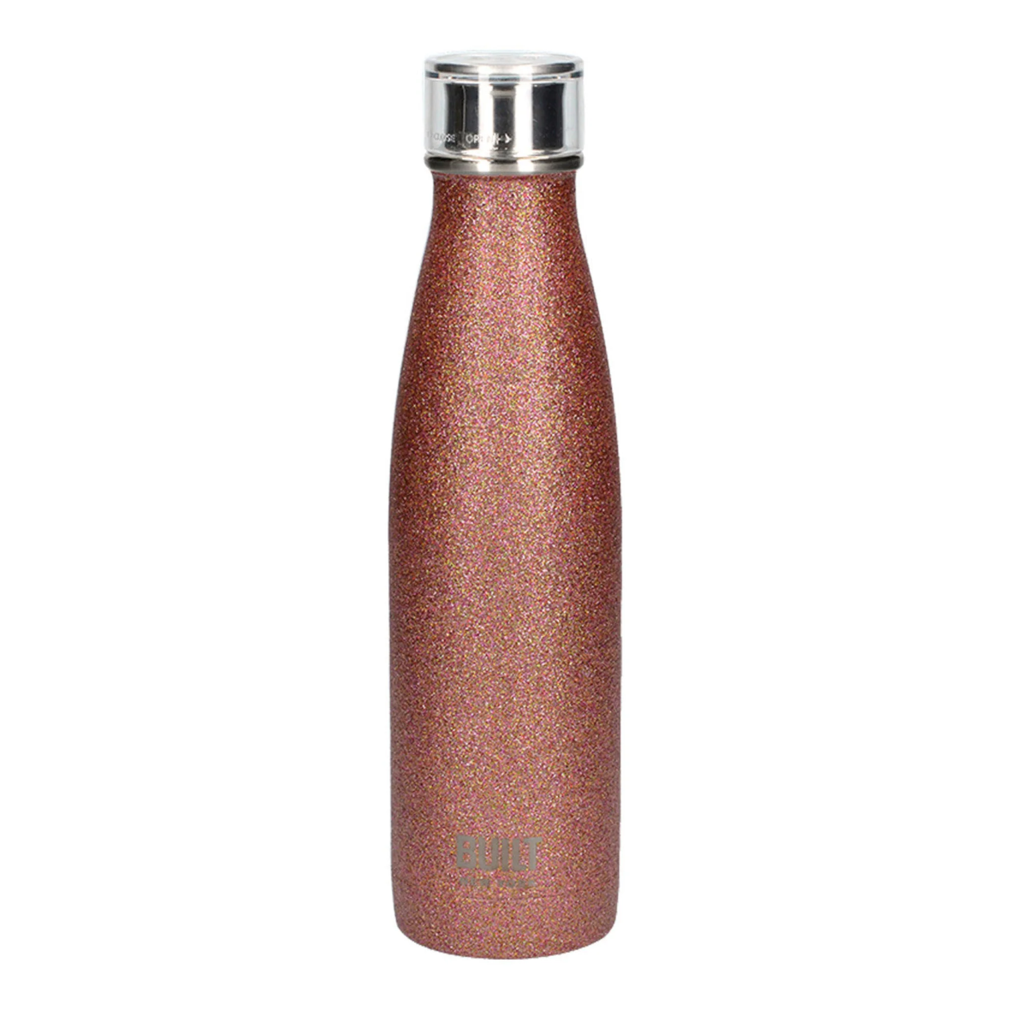 Built Rose Gold Glitter Water Bottle - Built Water Bottle Rose Glitter 500ML